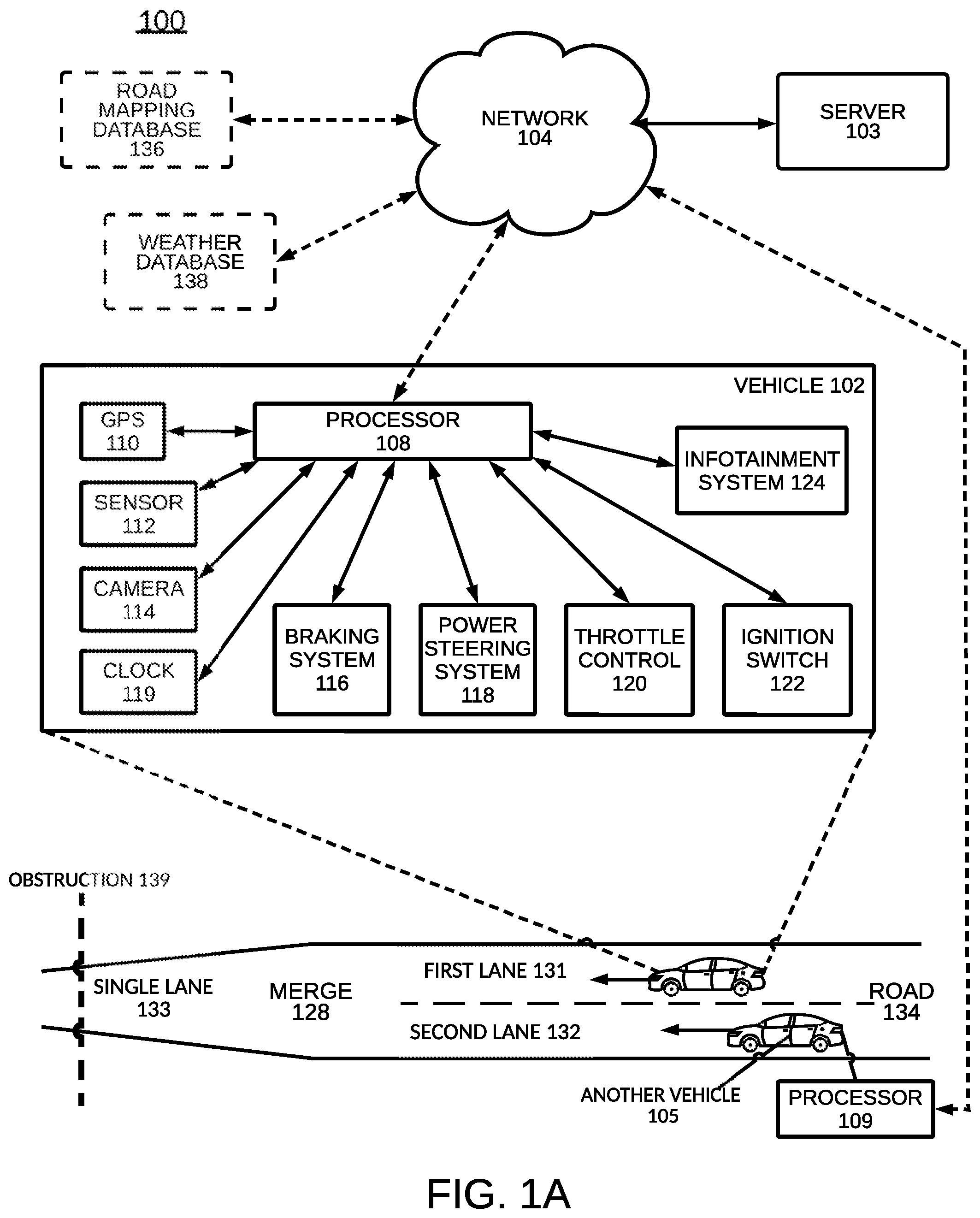 Patent US12361826 — Determining a corrective action to alter a driving behavior of a vehicle — Figure 1