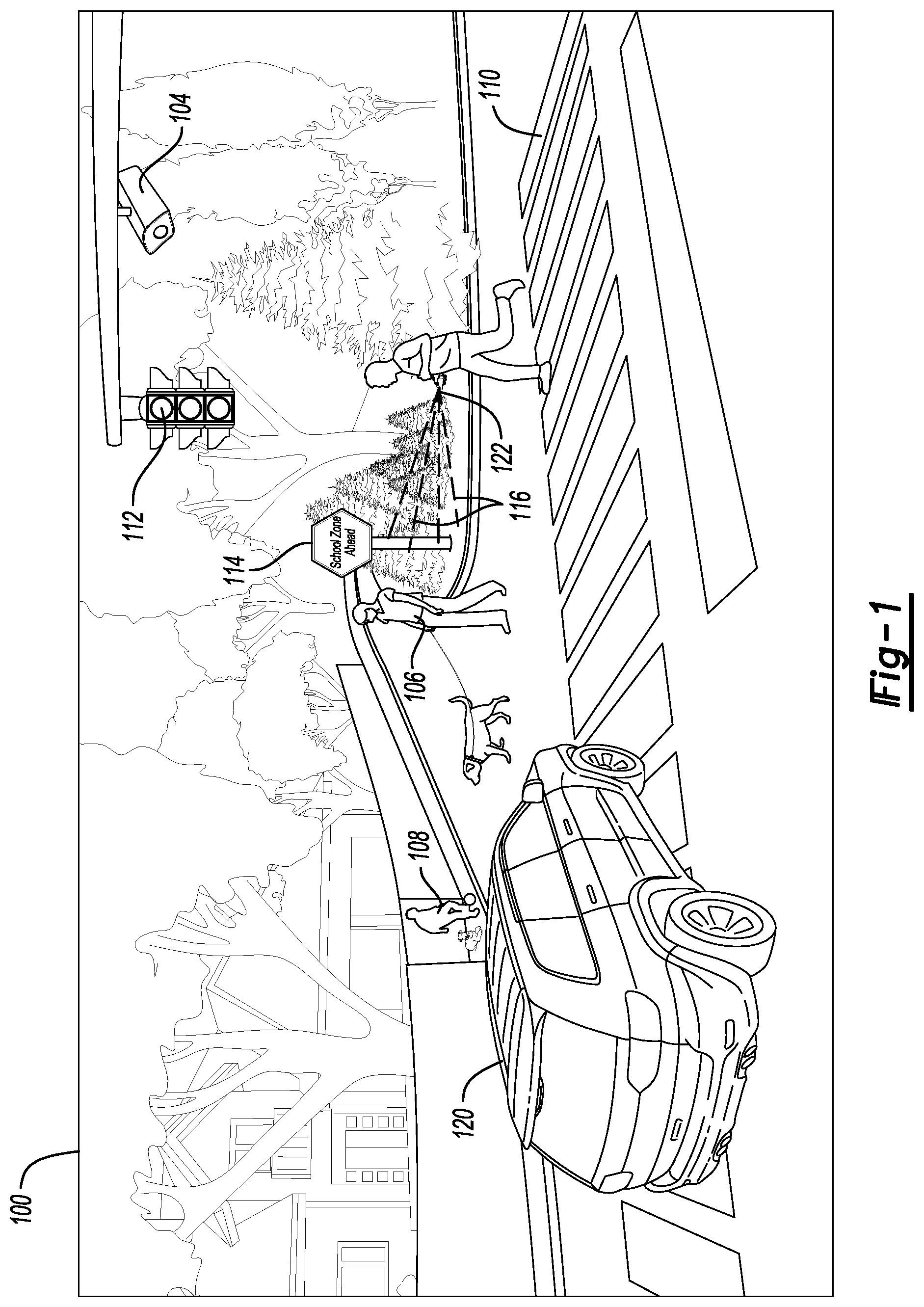 Patent US12361830 — Pedestrian density and proximity recognition with vehicle and mobile device countermeasures — Figure 1