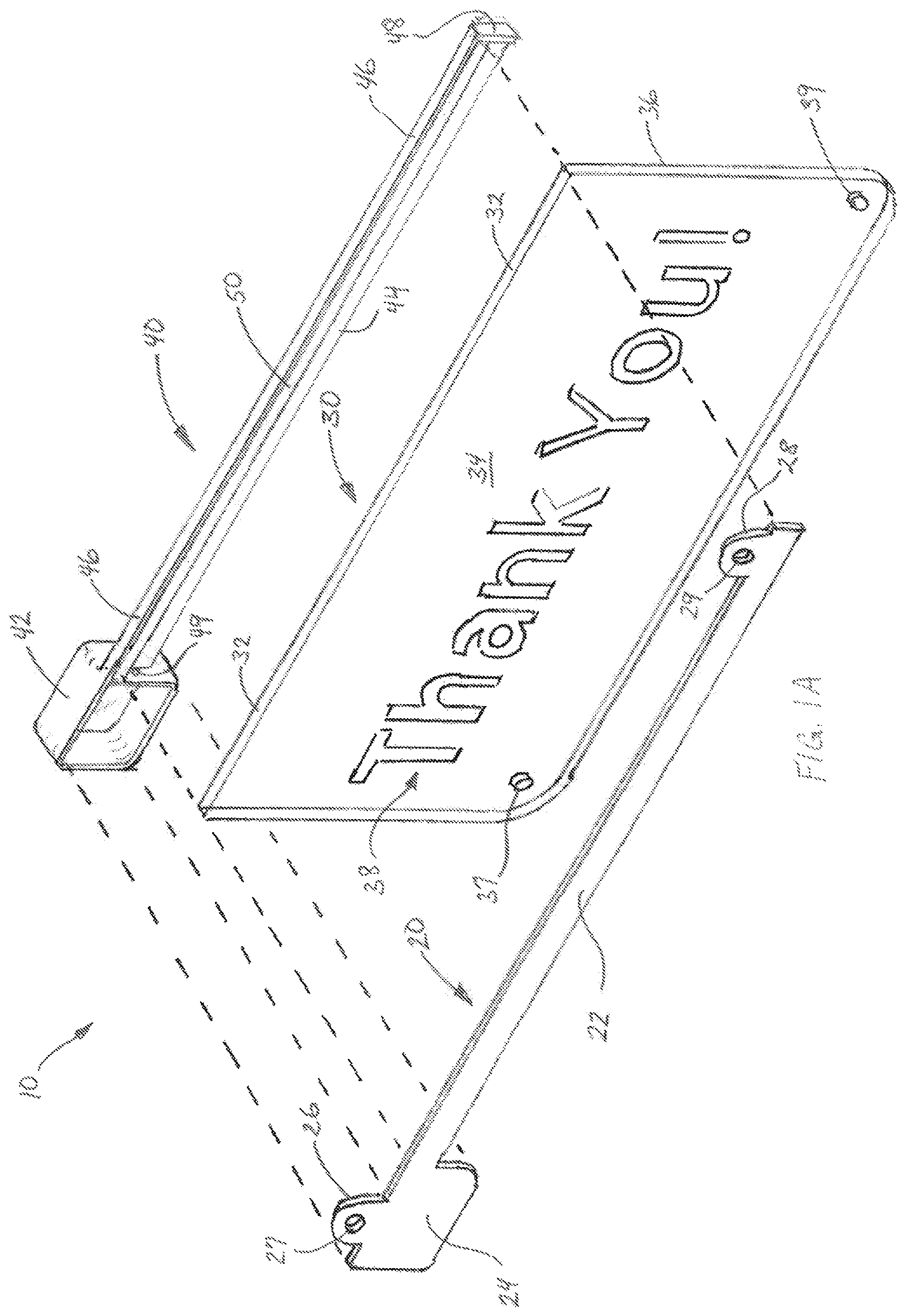 Patent US12361845 Figure 1 – Illuminable sign for displaying a message in an automobile window