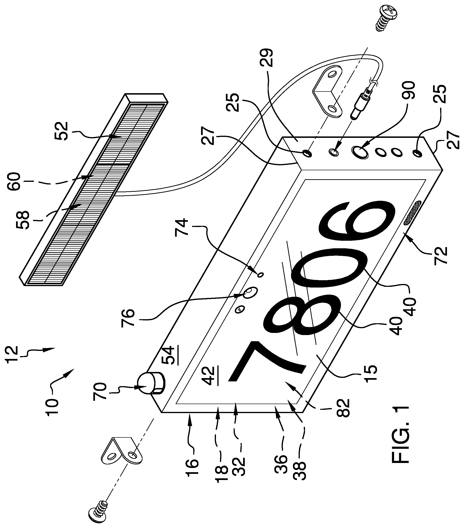 Patent US12361846 — Illuminated street address display assembly — Figure 1