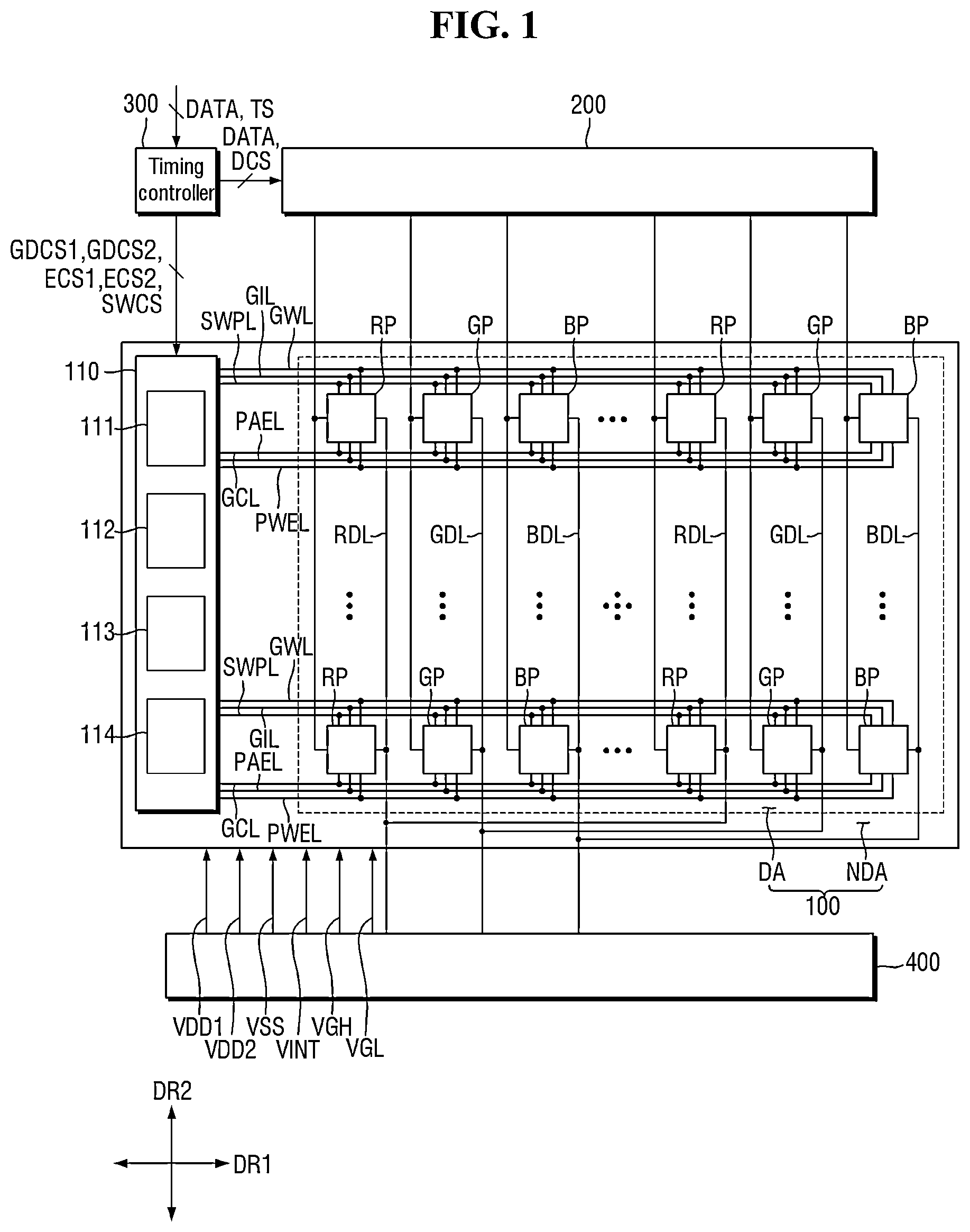 Patent US12361866 — Display device having a pixel driver with pulse width modulation and pulse amplitude modulation signals — Figure 1