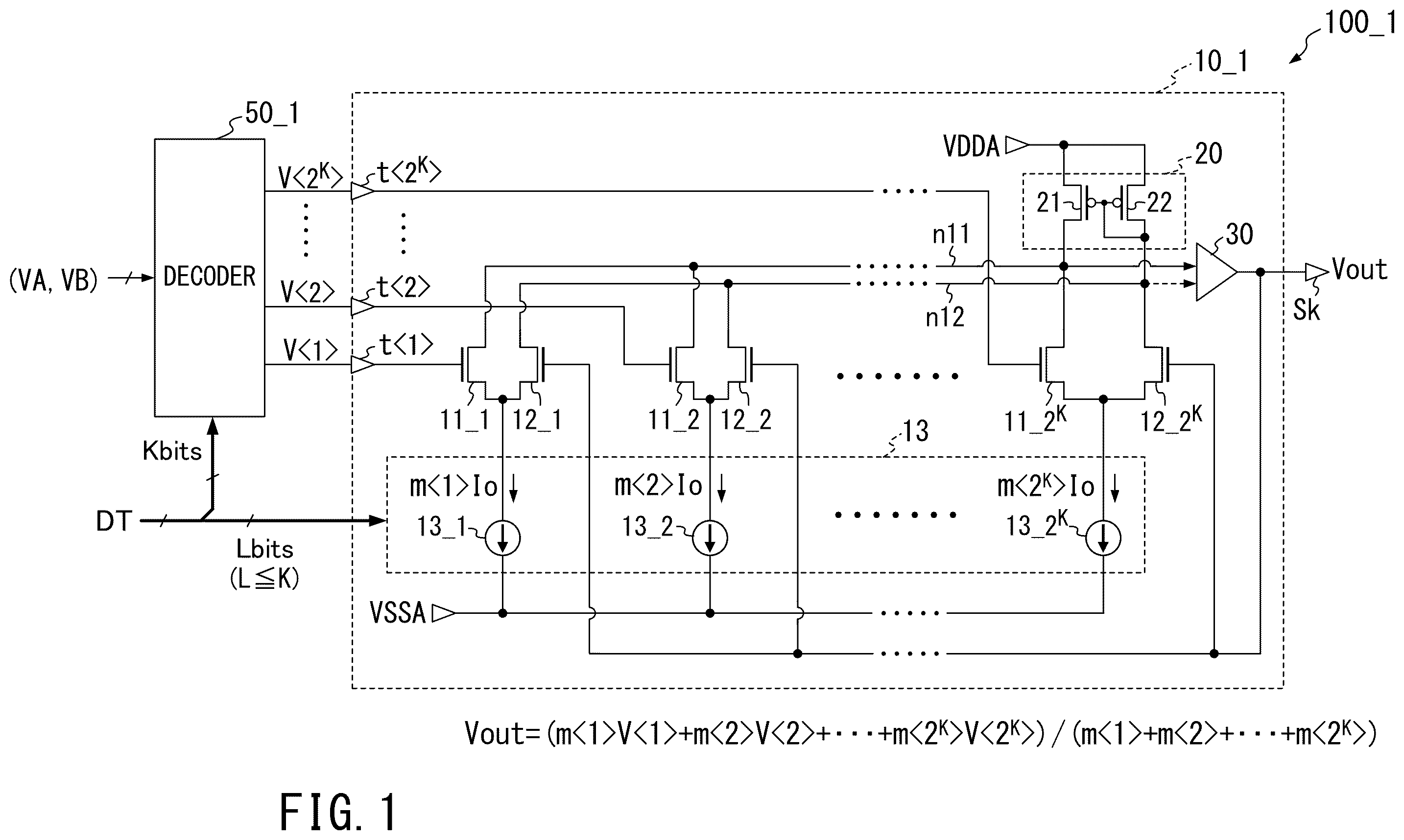 Patent US12361907 — Digital-to-analog converter, data driver, and display device — Figure 1