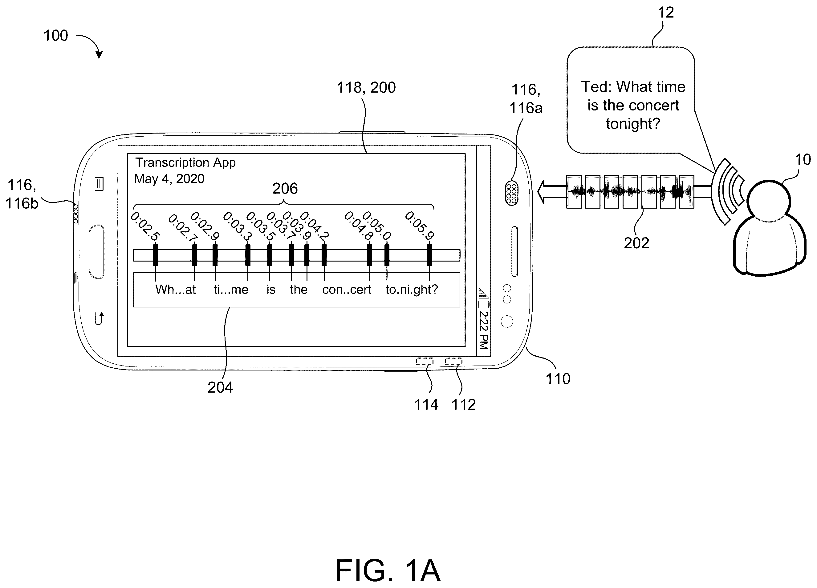 Patent US12361927 — Emitting word timings with end-to-end models — Figure 1