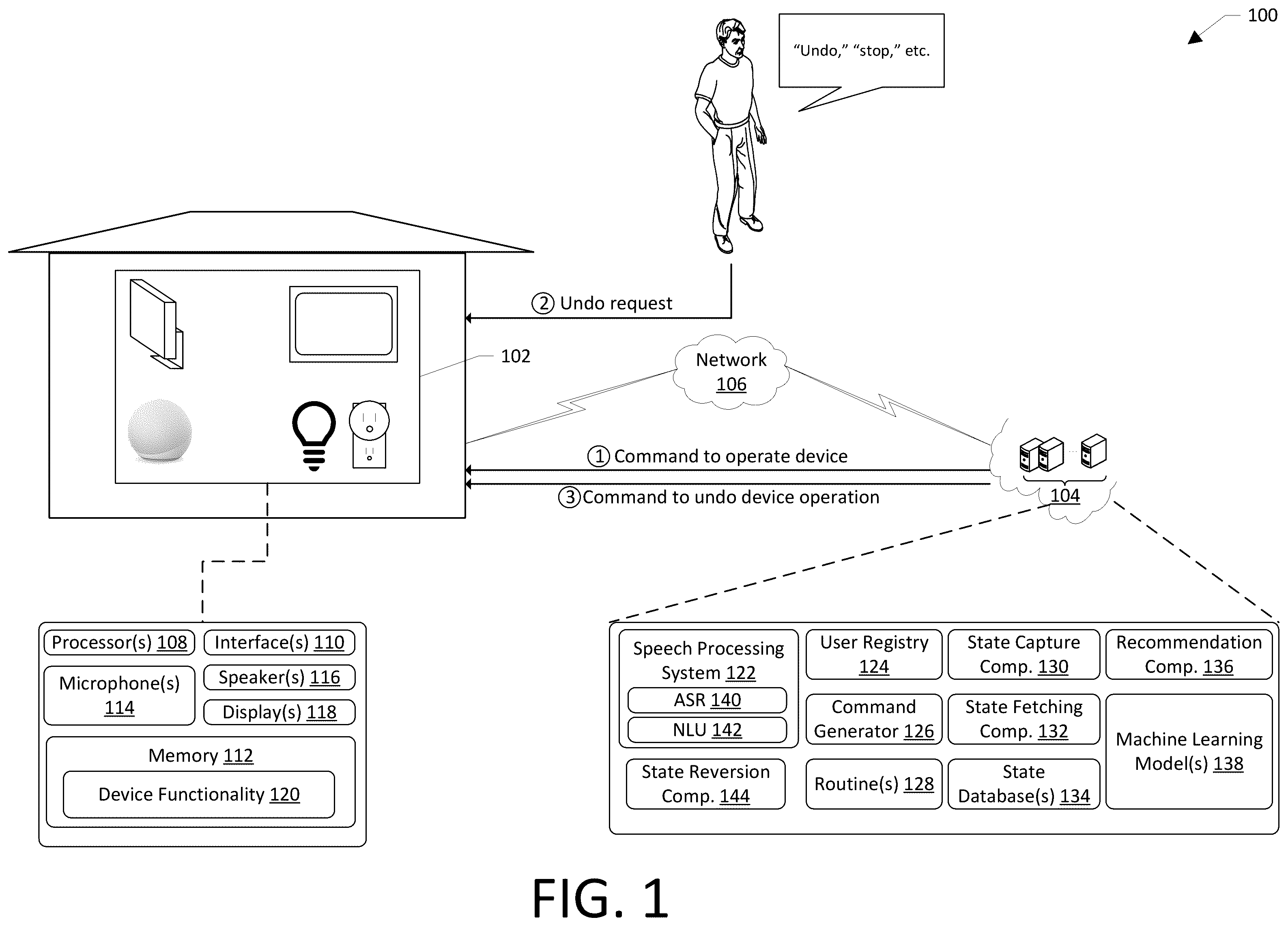 Patent US12361941 — Device state reversion — Figure 1