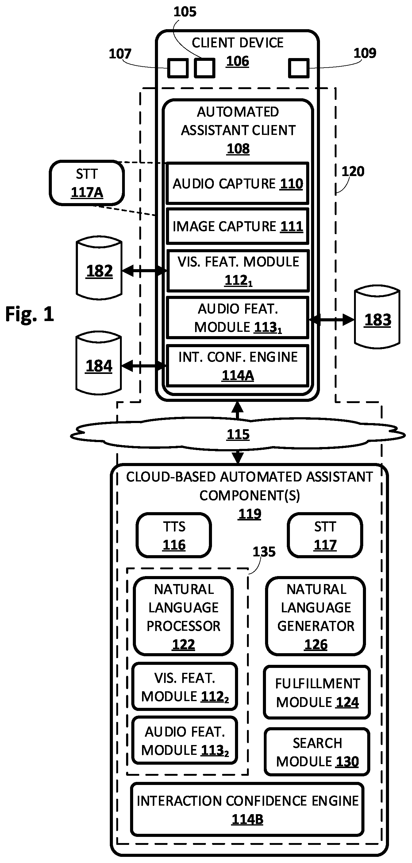 Patent US12361947 — Automated assistant interaction prediction using fusion of visual and audio input — Figure 1