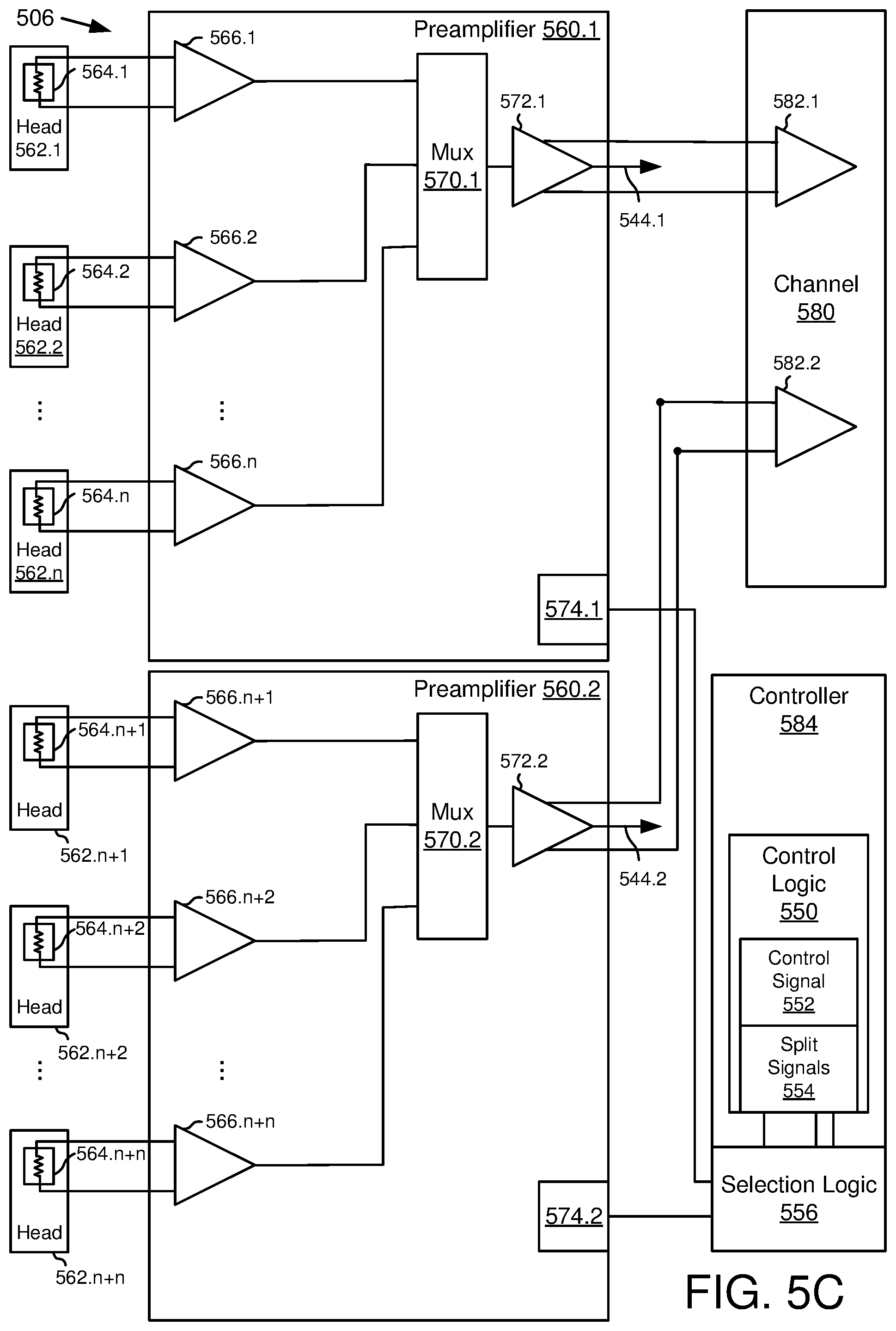 Patent US12361965 Figure 10 – Preamplifier circuit for parallel self-servo write