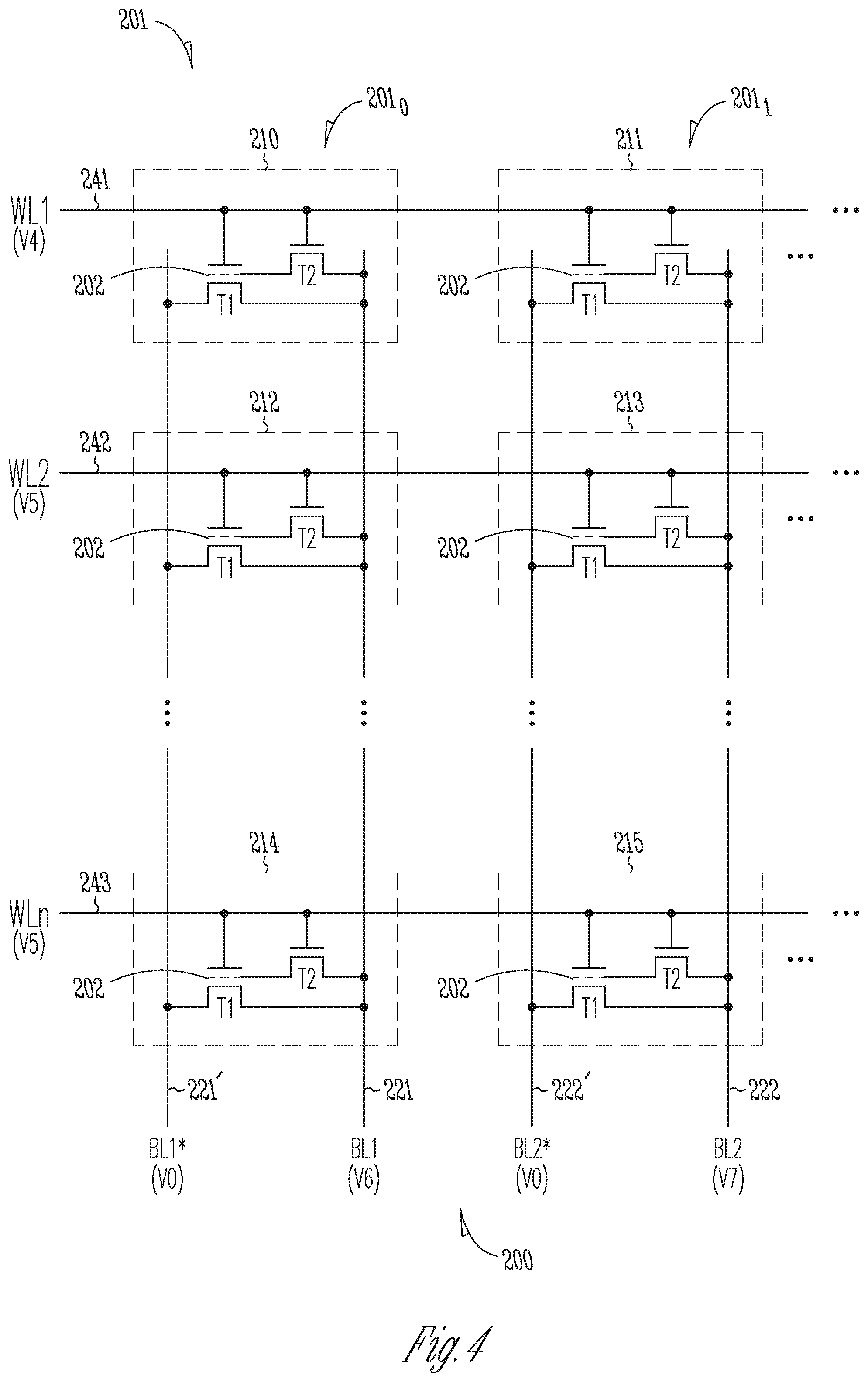 Patent US12361977 Figure 4 – Memory device having shared read/write data line for 2-transistor vertical memory cell