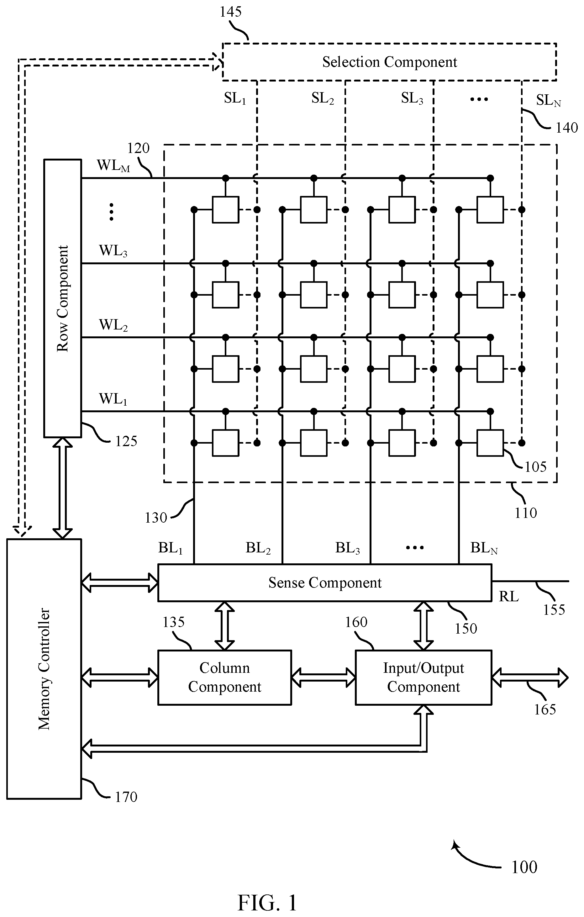 Patent US12361988 Figure 1 – Adaptive write operations for a memory device