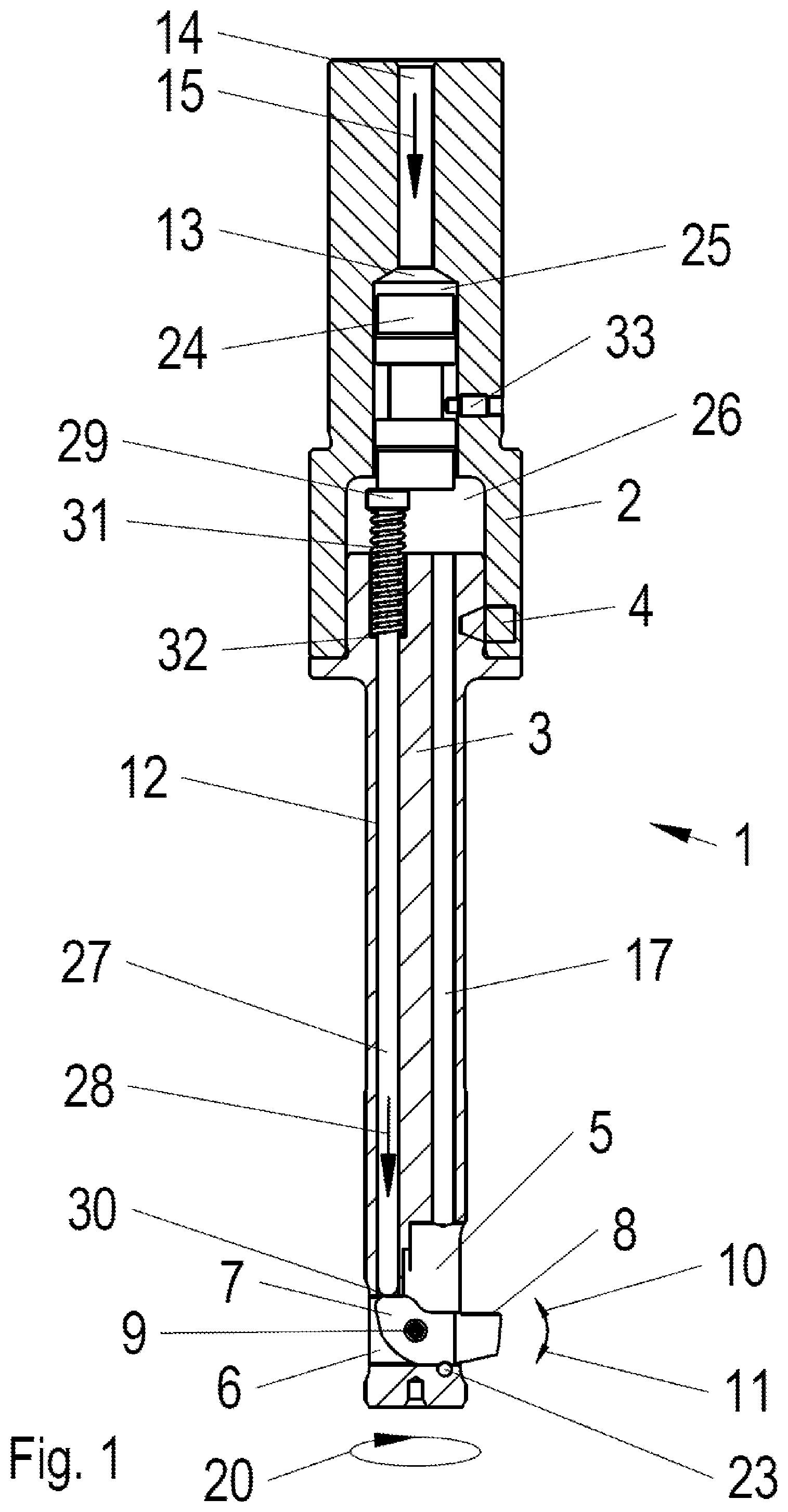 Patent US12365038 — Pressure-medium-controlled countersinking tool with blade centering — Figure 1