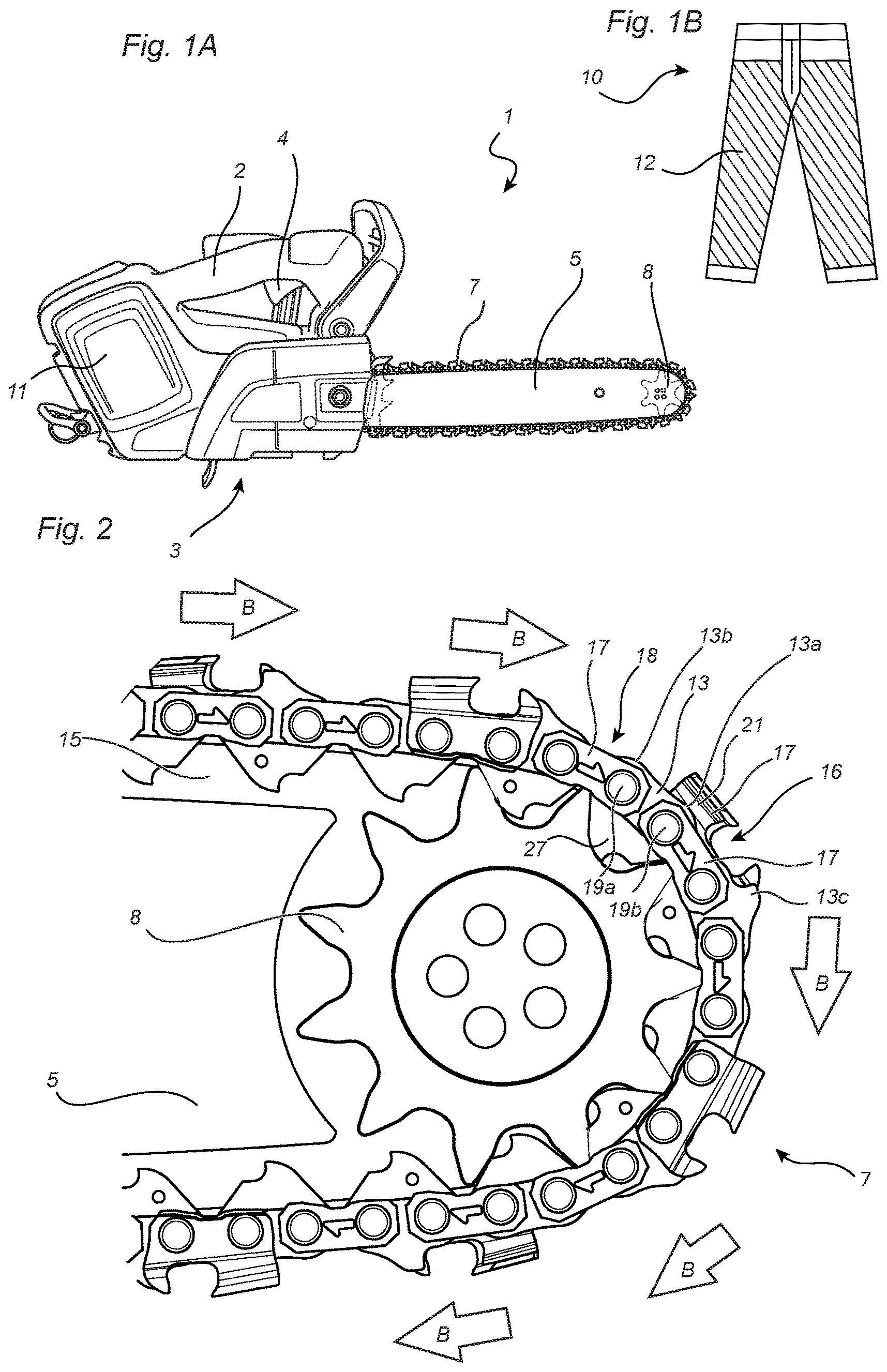 Patent US12365040 — Chainsaw cutting link, a saw chain comprising such a cutting link, a method for manufacturing of a cutting link, and a method of grinding a cutting link — Figure 1