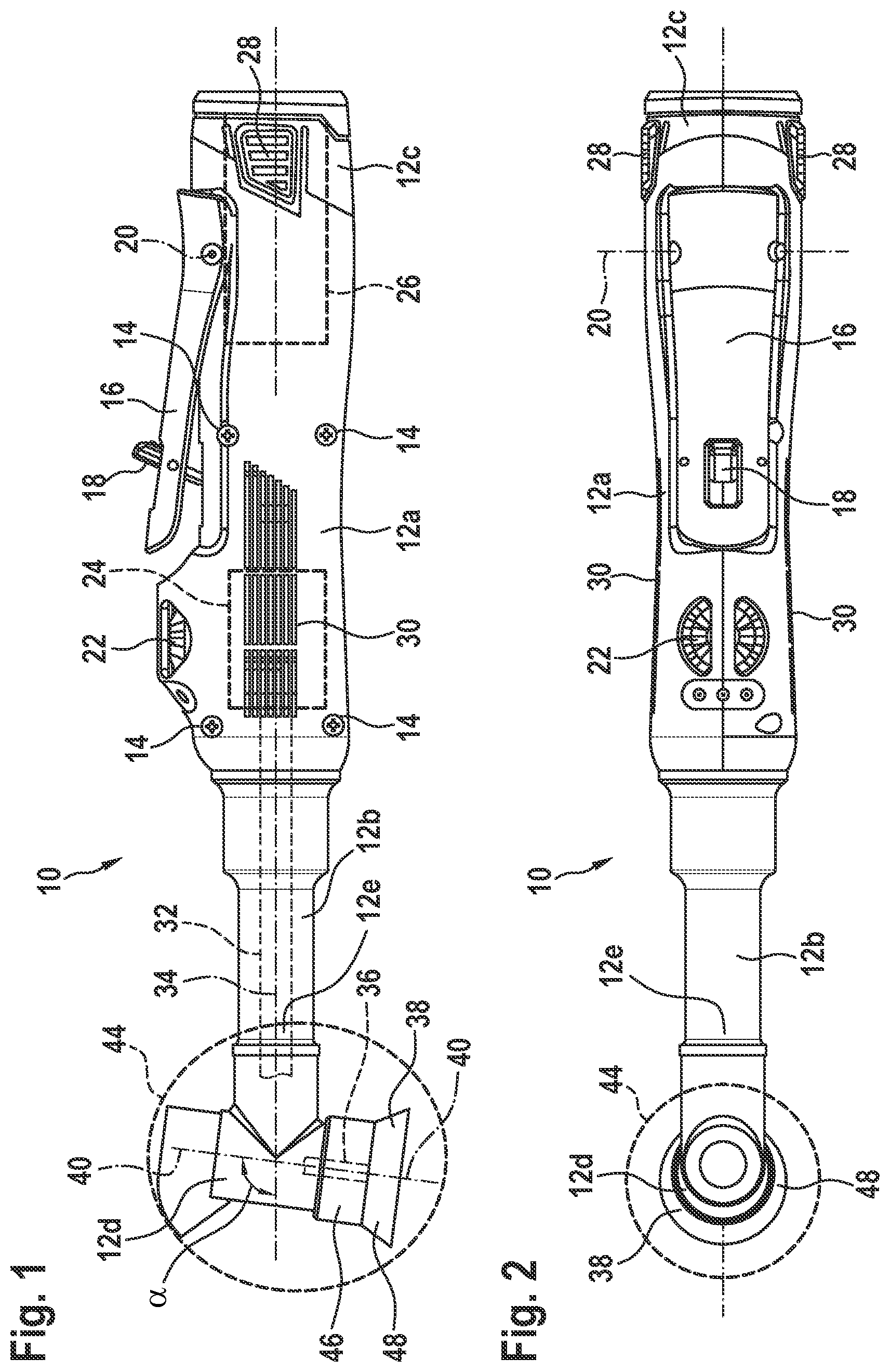 Patent US12365075 Figure 1 – Hand-held power tool as well as axial holding arrangement and working element for such a power tool