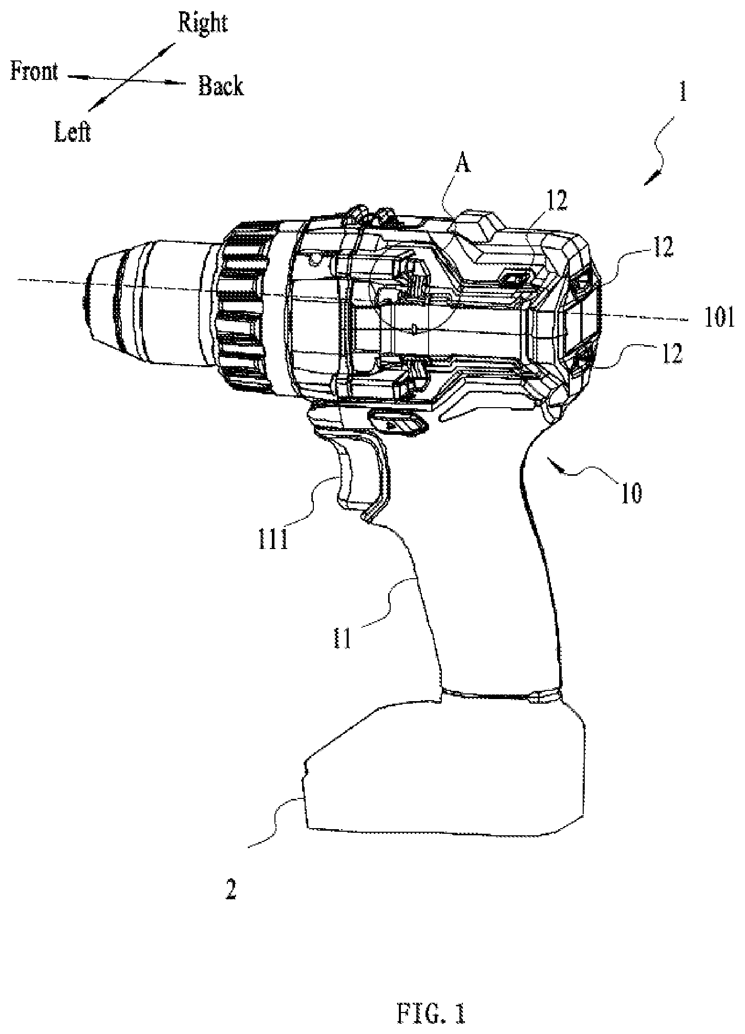 Patent US12365077 — Electric drill and electric tool — Figure 1