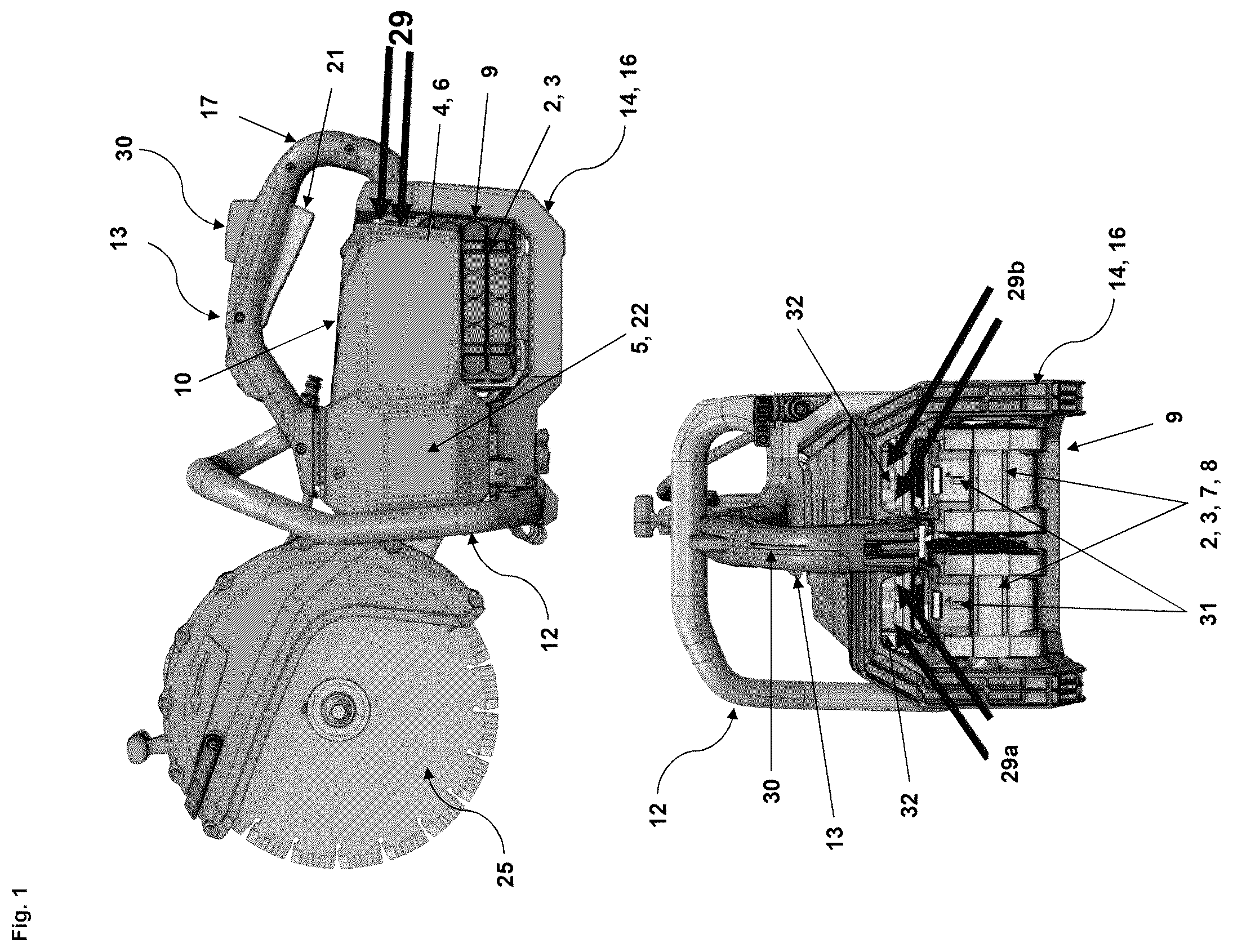 Patent US12365078 — Power tool having an air cooling system andmethod for cooling components of a power tool — Figure 1