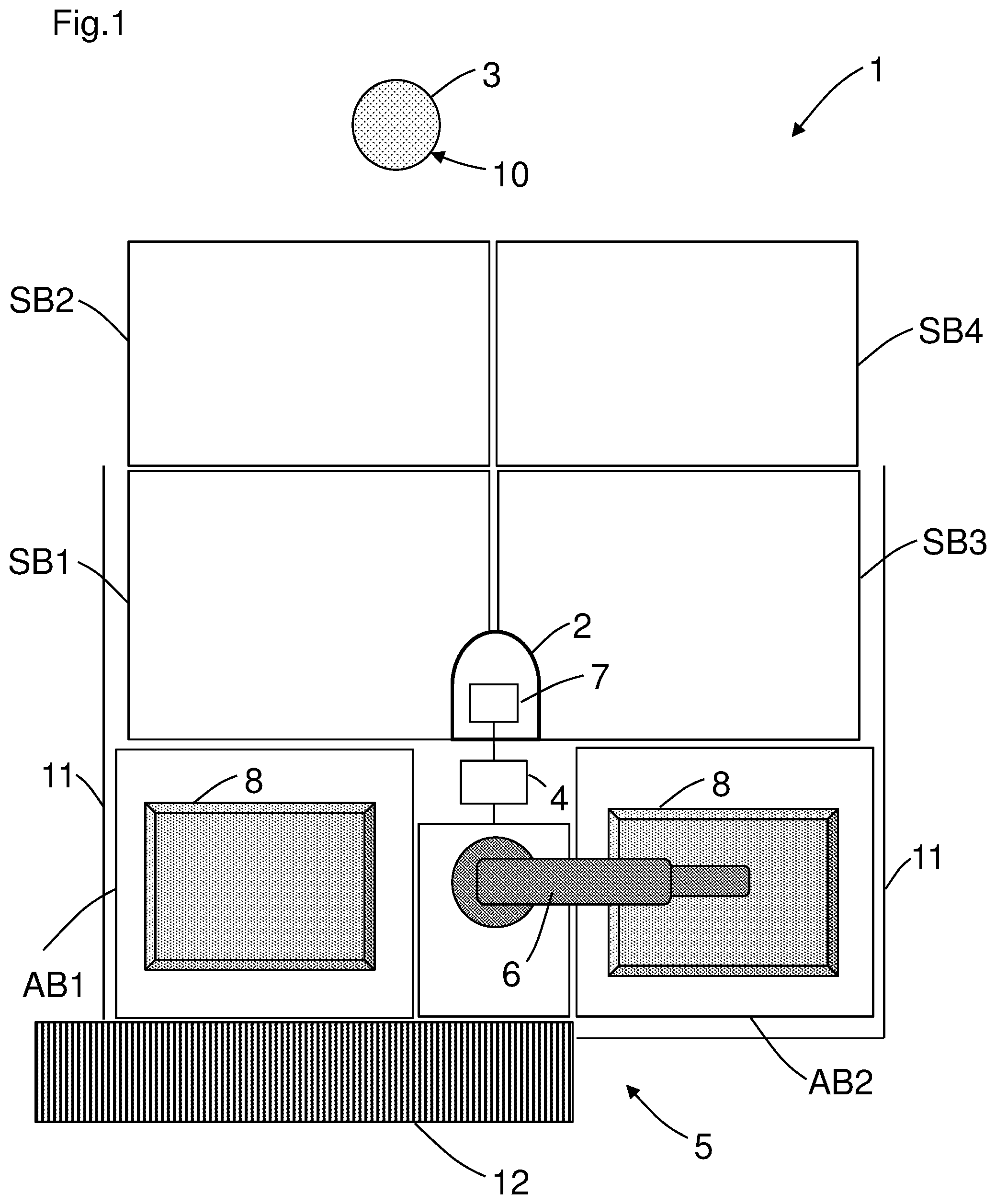 Patent US12365089 Figure 1 – System having a sensor and a method for monitoring a plurality of protected zones