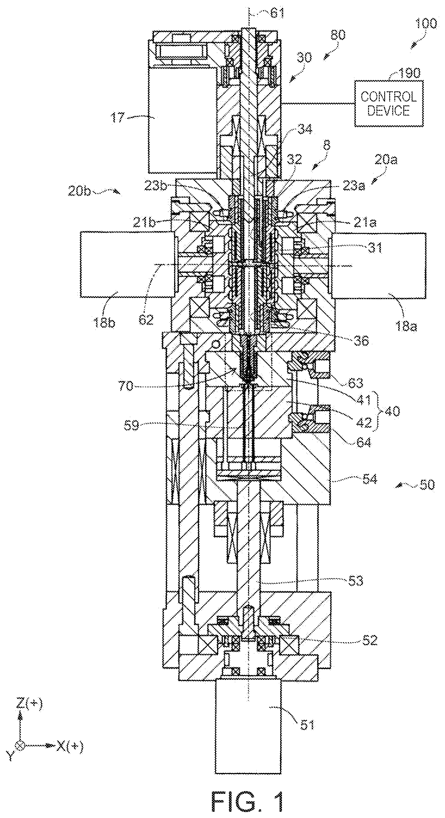 Patent US12365123 — Plasticizing device, injection molding device, three dimensional shaping device — Figure 1