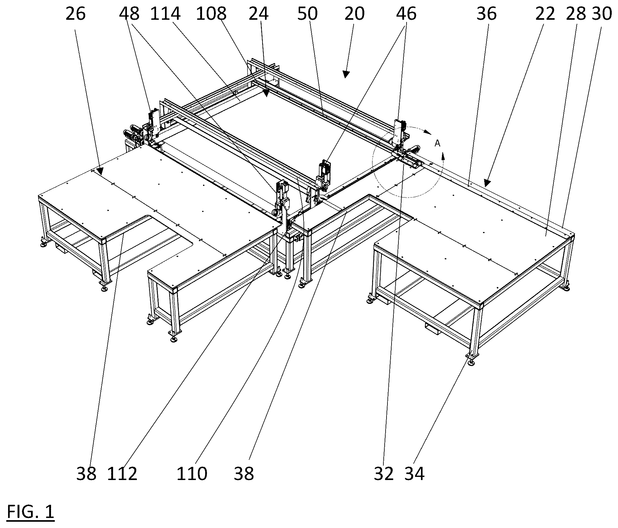 Patent US12365145 — Mesh to flexible screen frame laminator — Figure 1