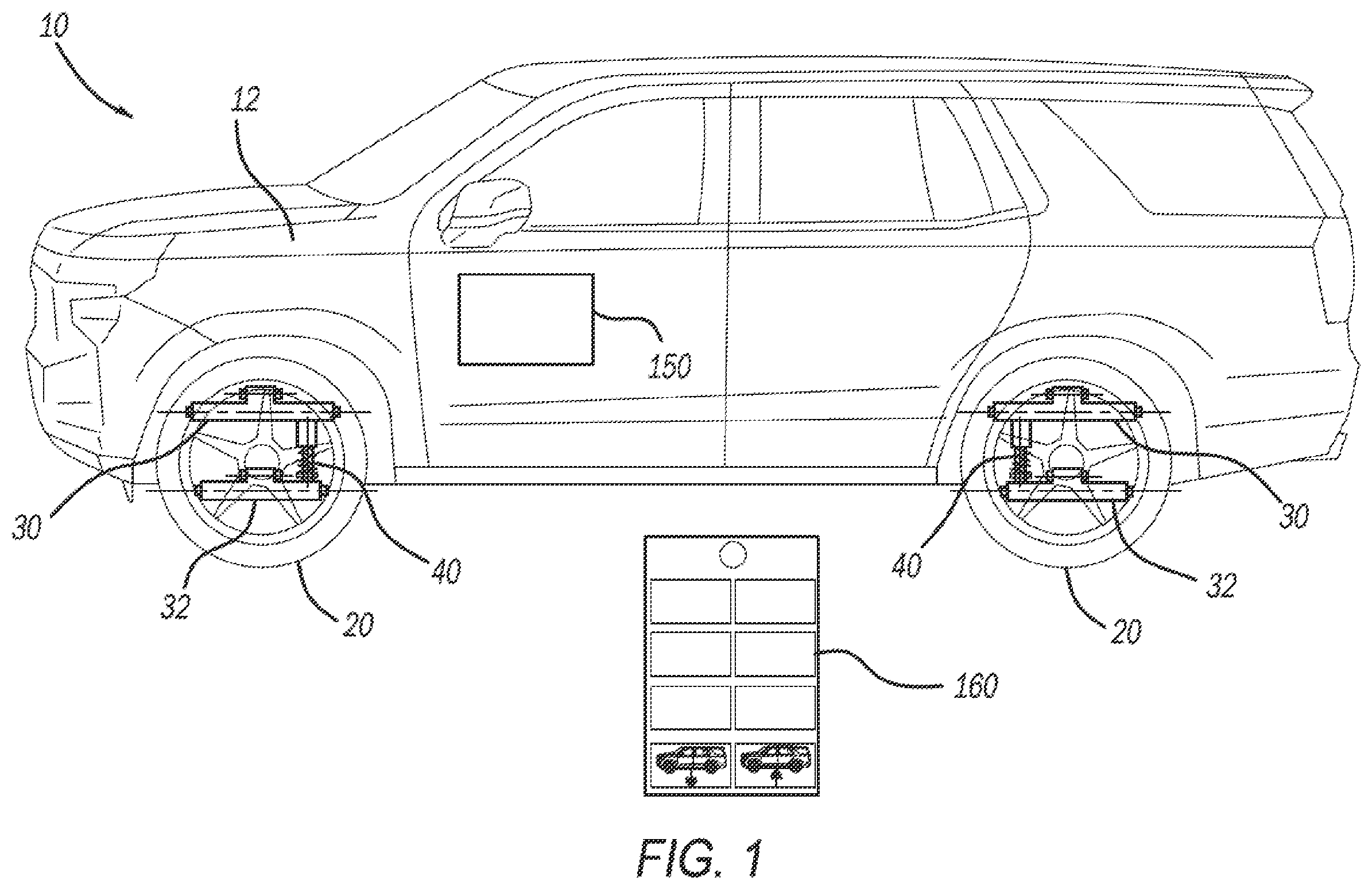 Patent US12365211 Figure 1 – Vehicle lowering and lifting system