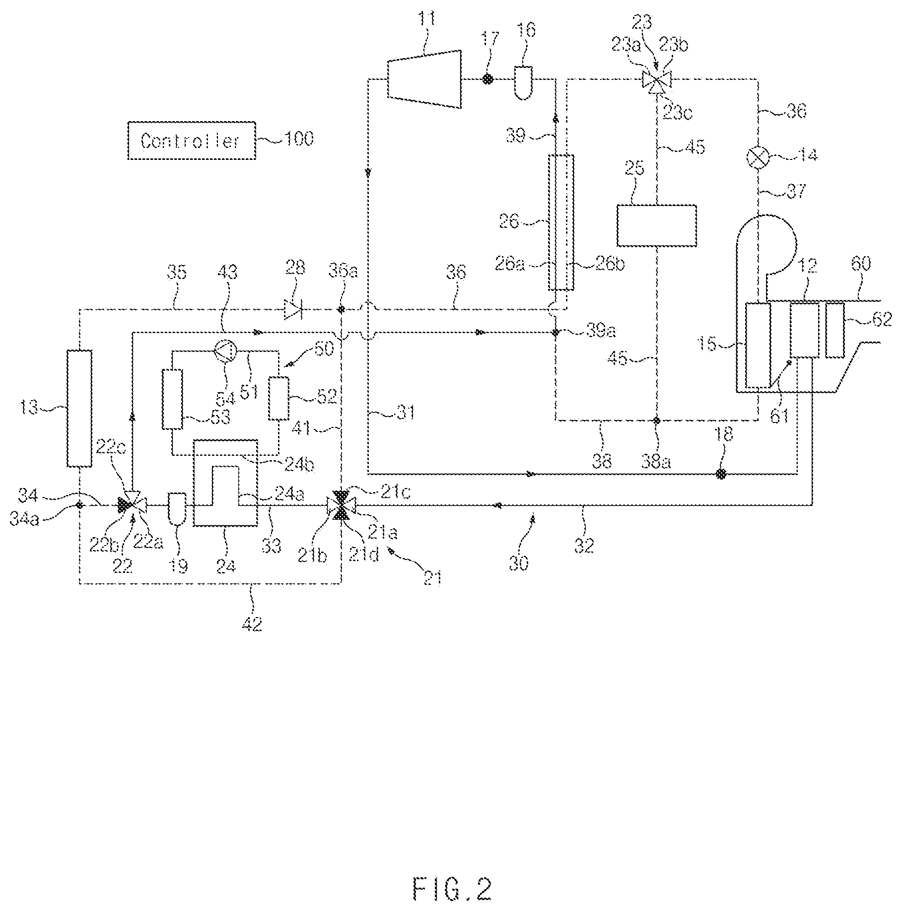 Patent US12365221 Figure 2 – Vehicle HVAC system