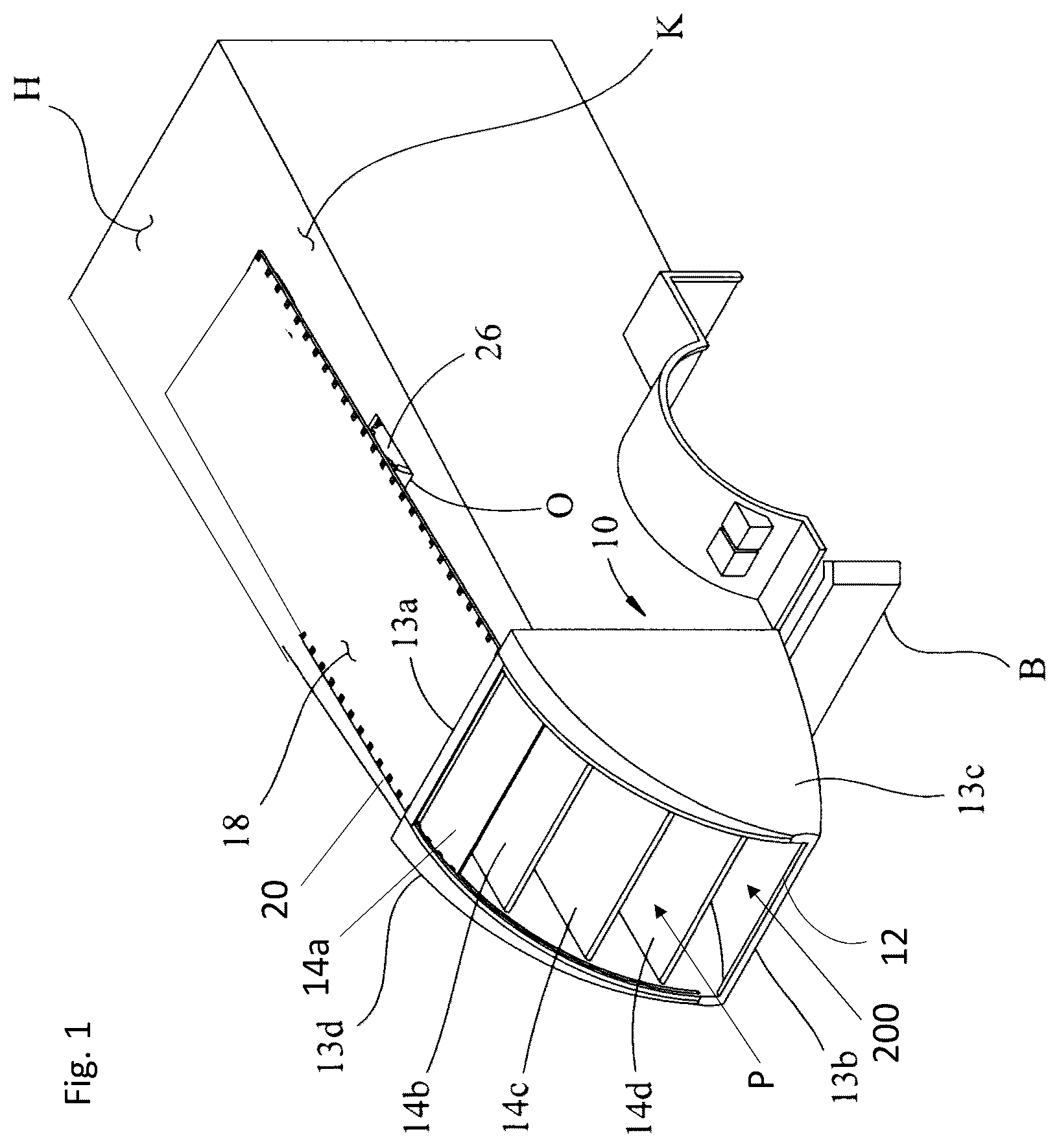 Patent US12365236 — Variably openable fairing with collapsible panels — Figure 1