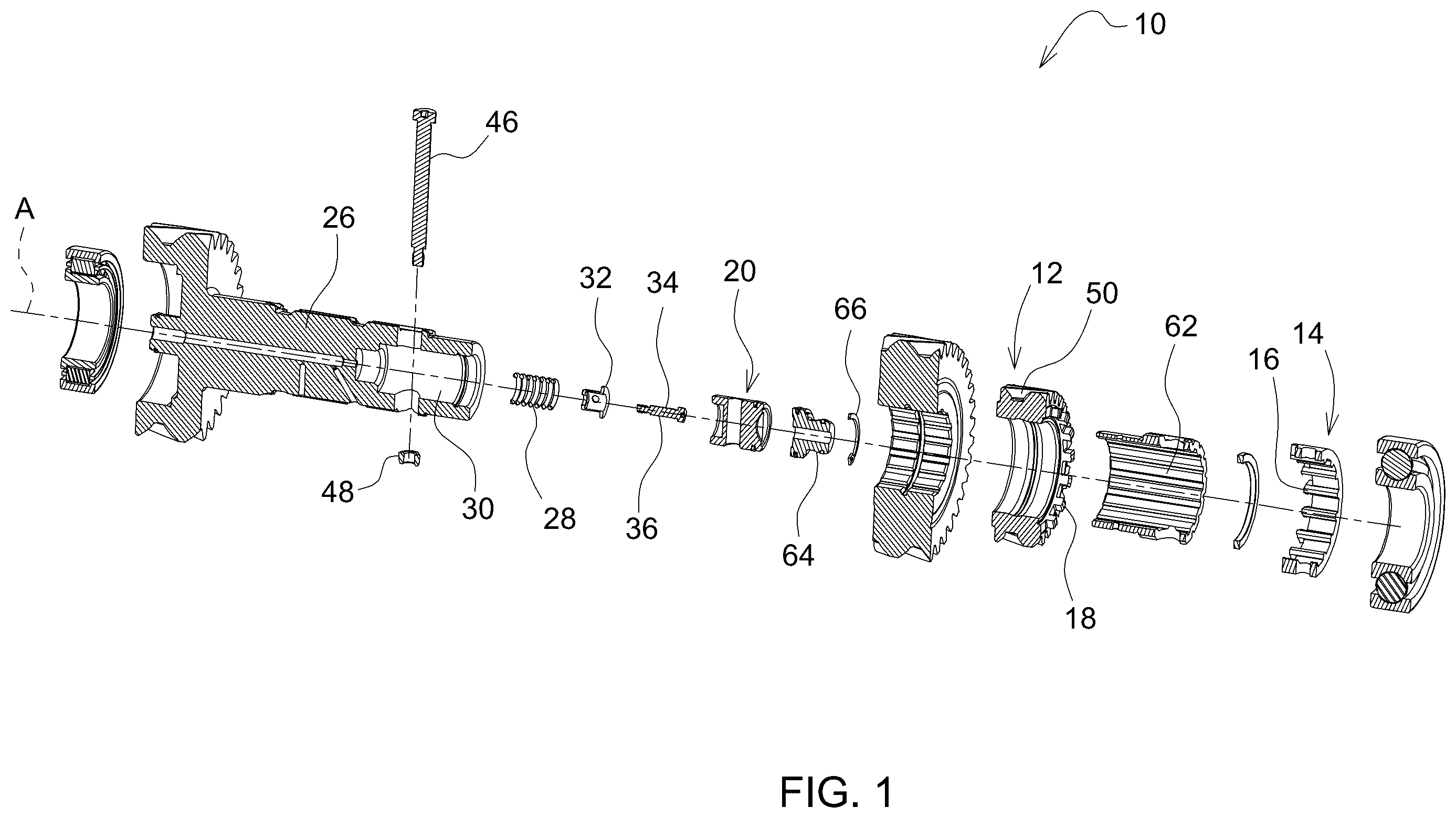 Patent US12365241 — Axial shifter assembly for a transmission — Figure 1