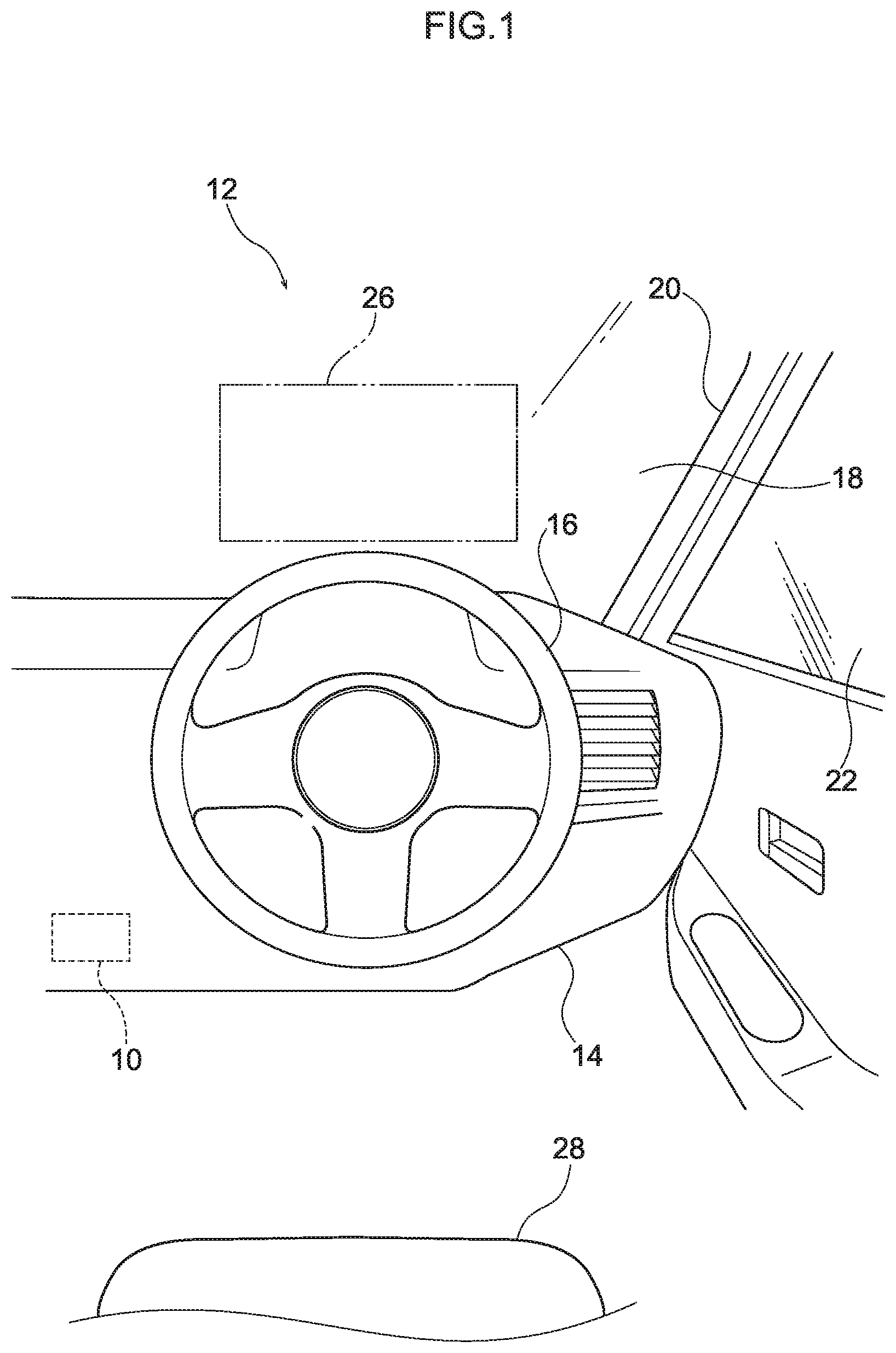 Patent US12365243 — Vehicle display control device, vehicle display control method, and vehicle storage medium — Figure 1
