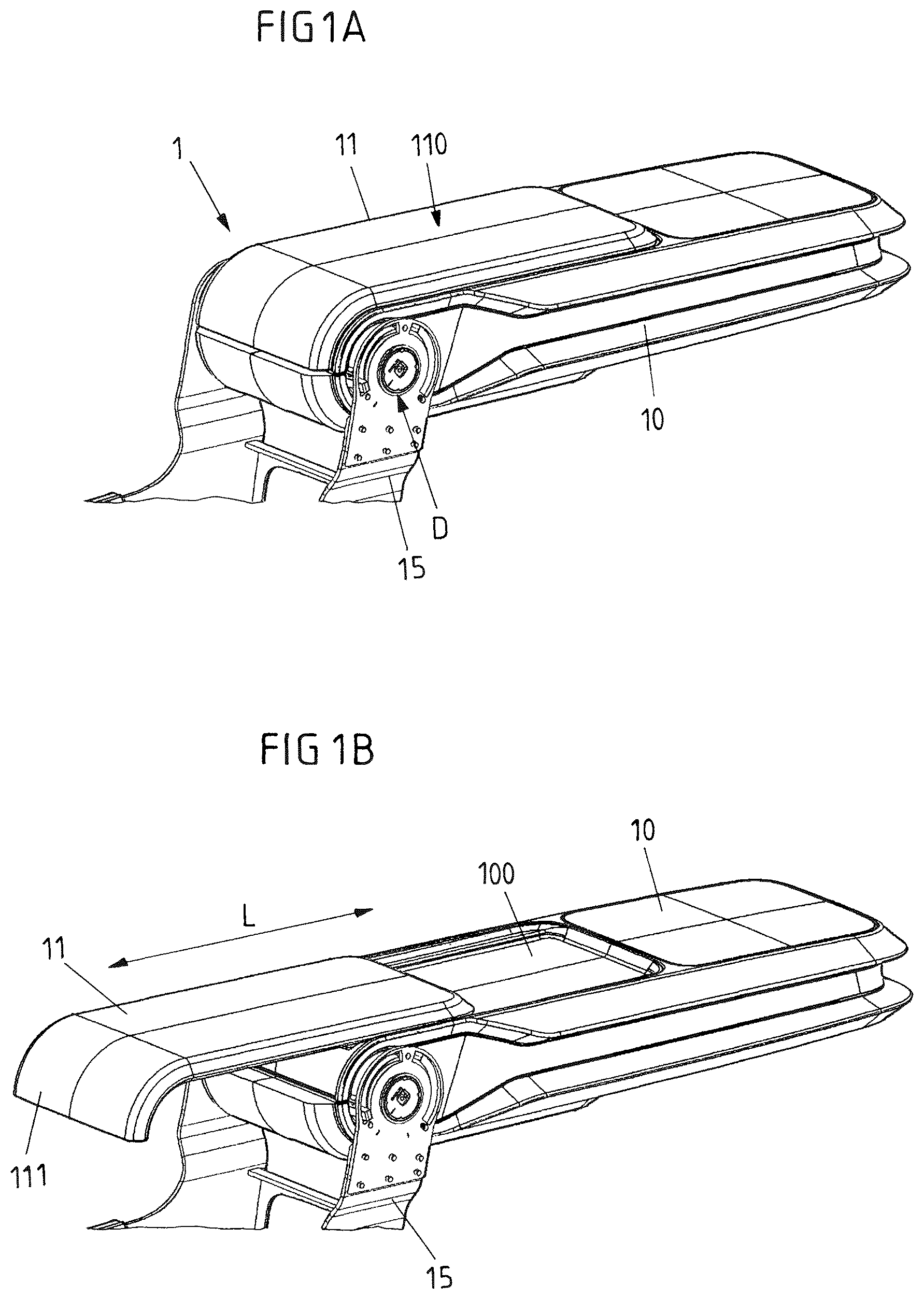 Patent US12365277 — Manually and electrically adjustable device — Figure 1