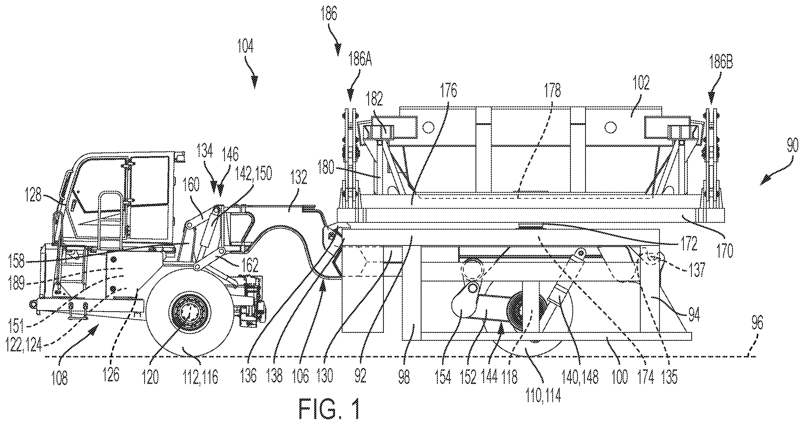 Patent US12365278 — Container carrier and dumping pallet — Figure 1