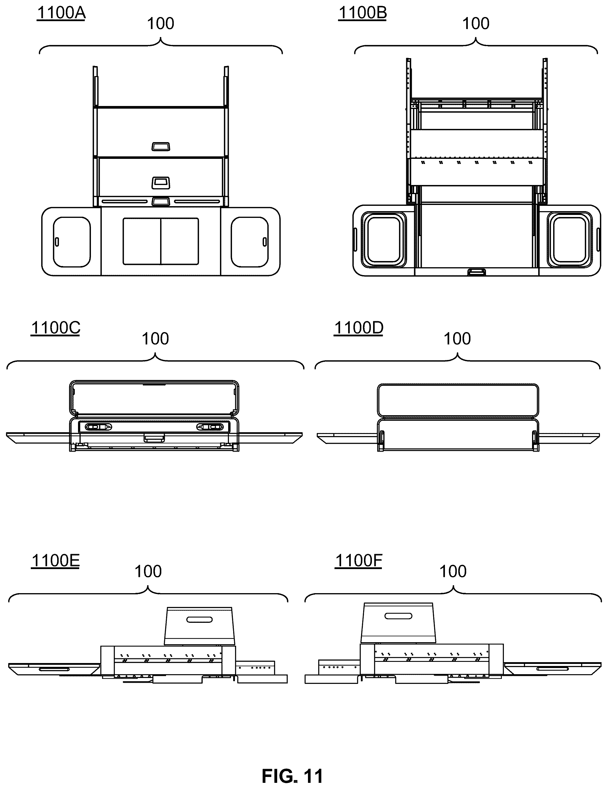 Patent US12365281 Figure 11 – Modular kitchen mounting apparatus
