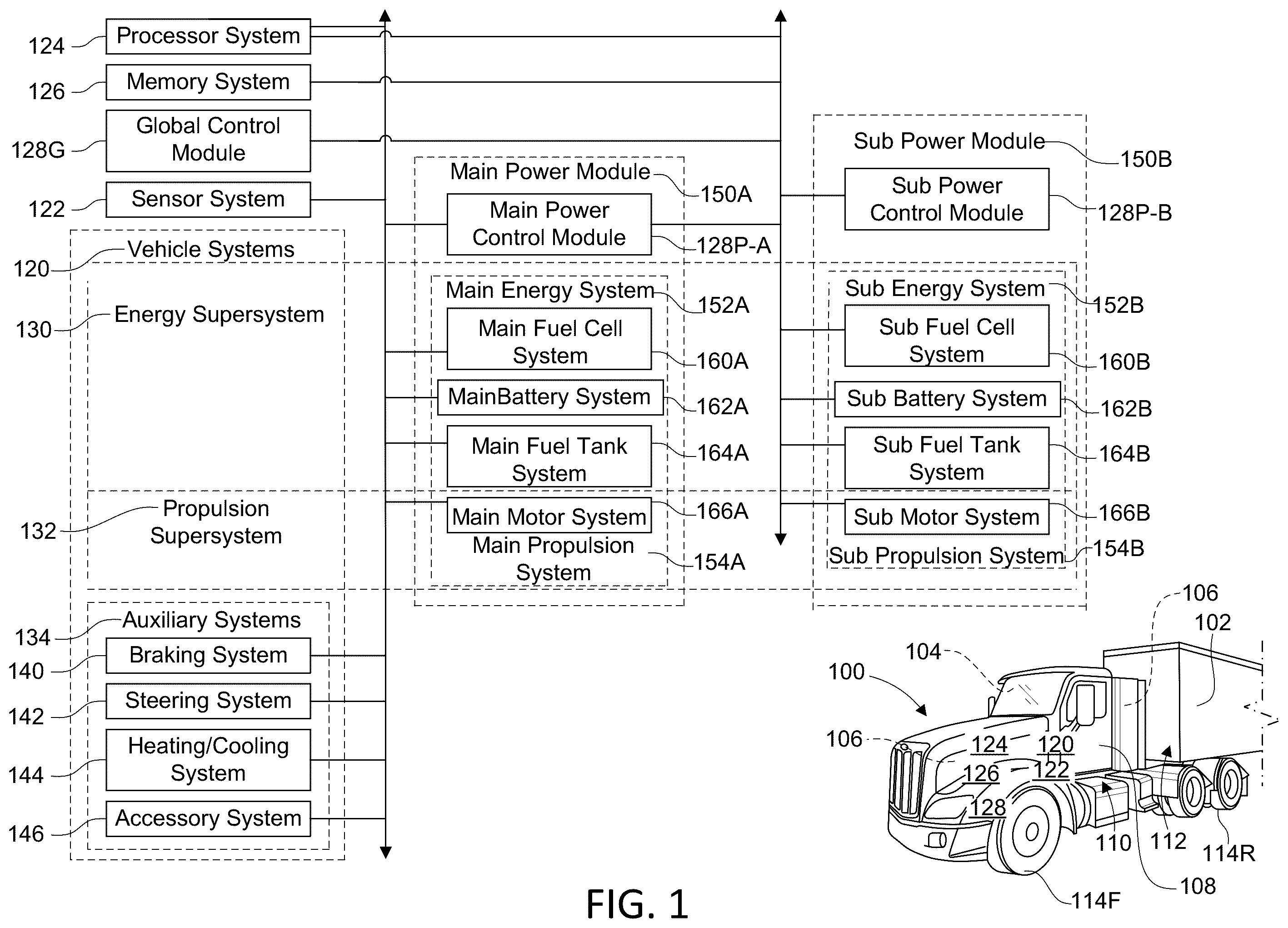 Patent US12365295 — Modular fuel cell system architecture and harness — Figure 1
