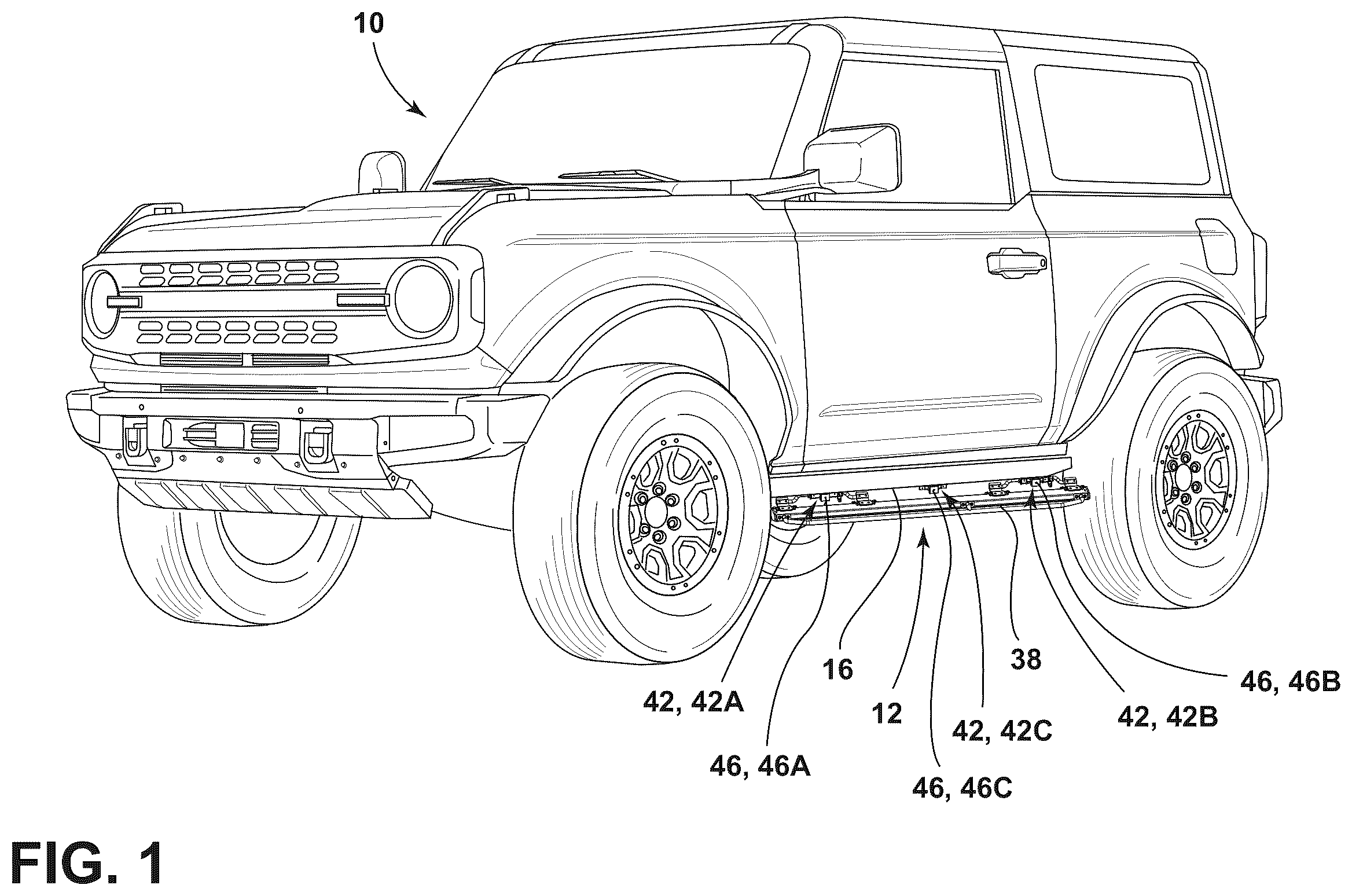 Patent US12365298 — Rock rail assembly — Figure 1