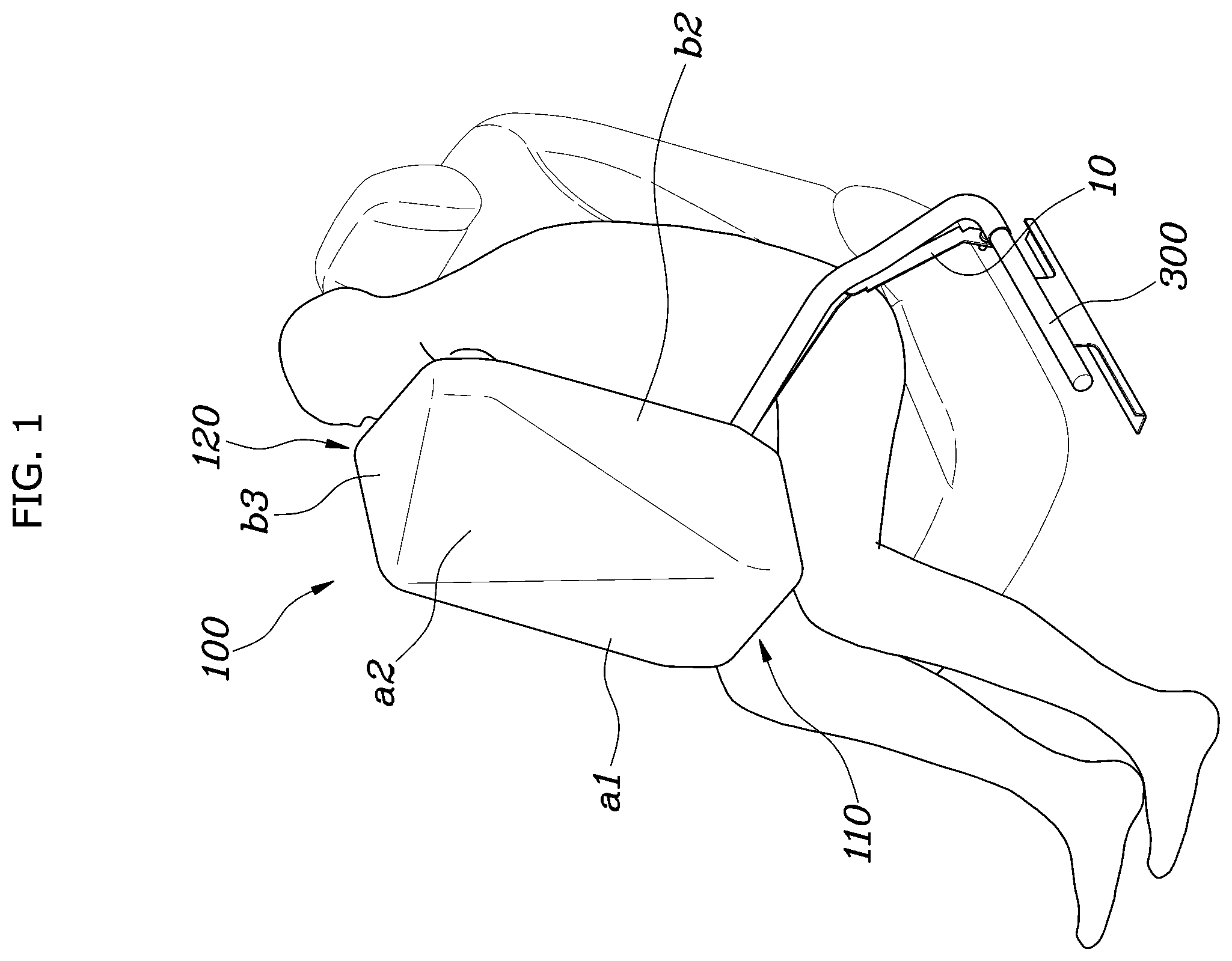 Patent US12365300 Figure 1 – Seatbelt airbag