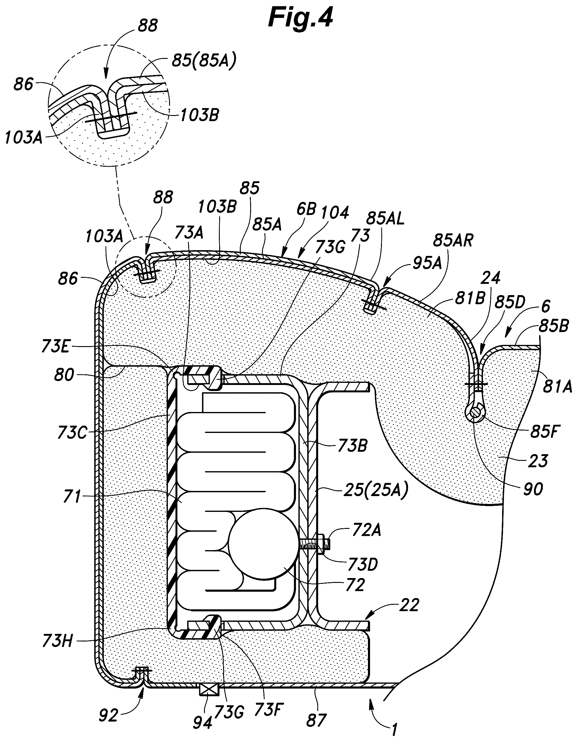 Patent US12365302 Figure 4 – Vehicle seat and method for manufacturing the same