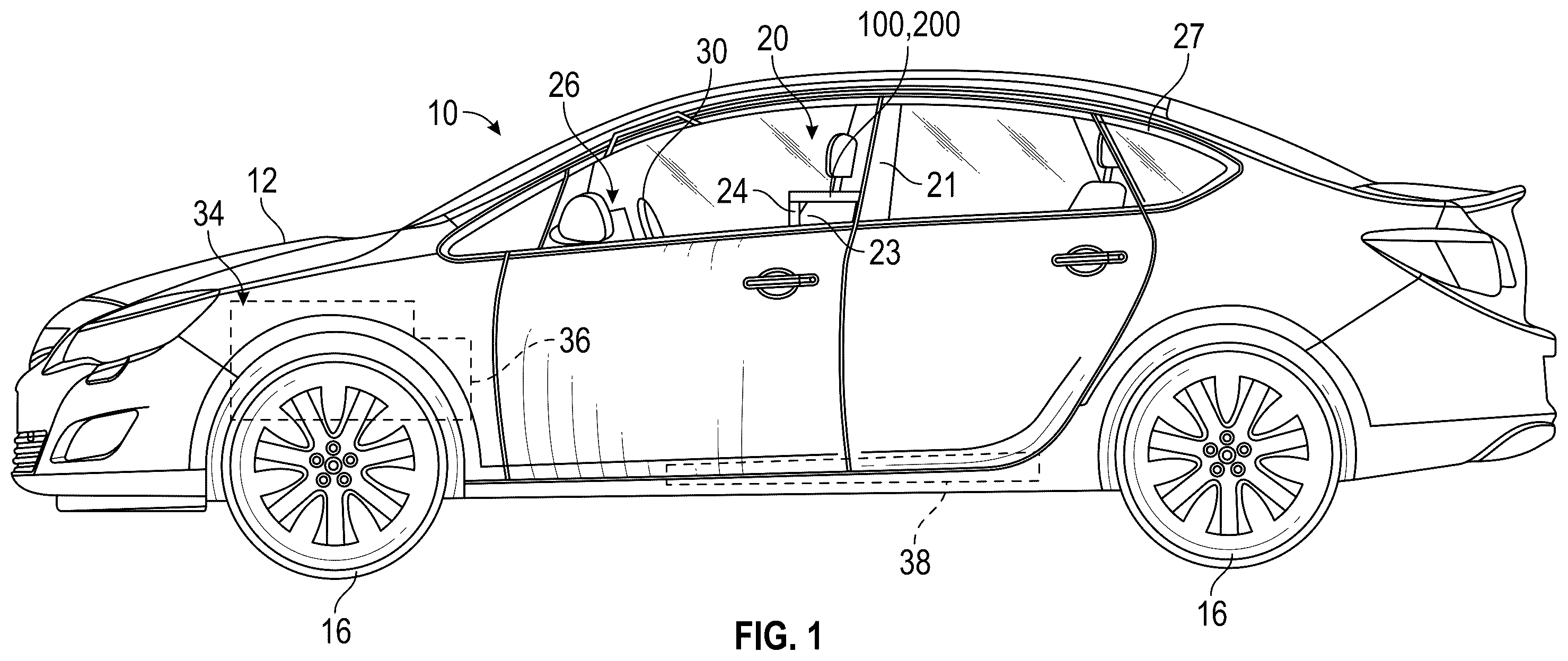 Patent US12365306 Figure 1 – Extendable arm assembly