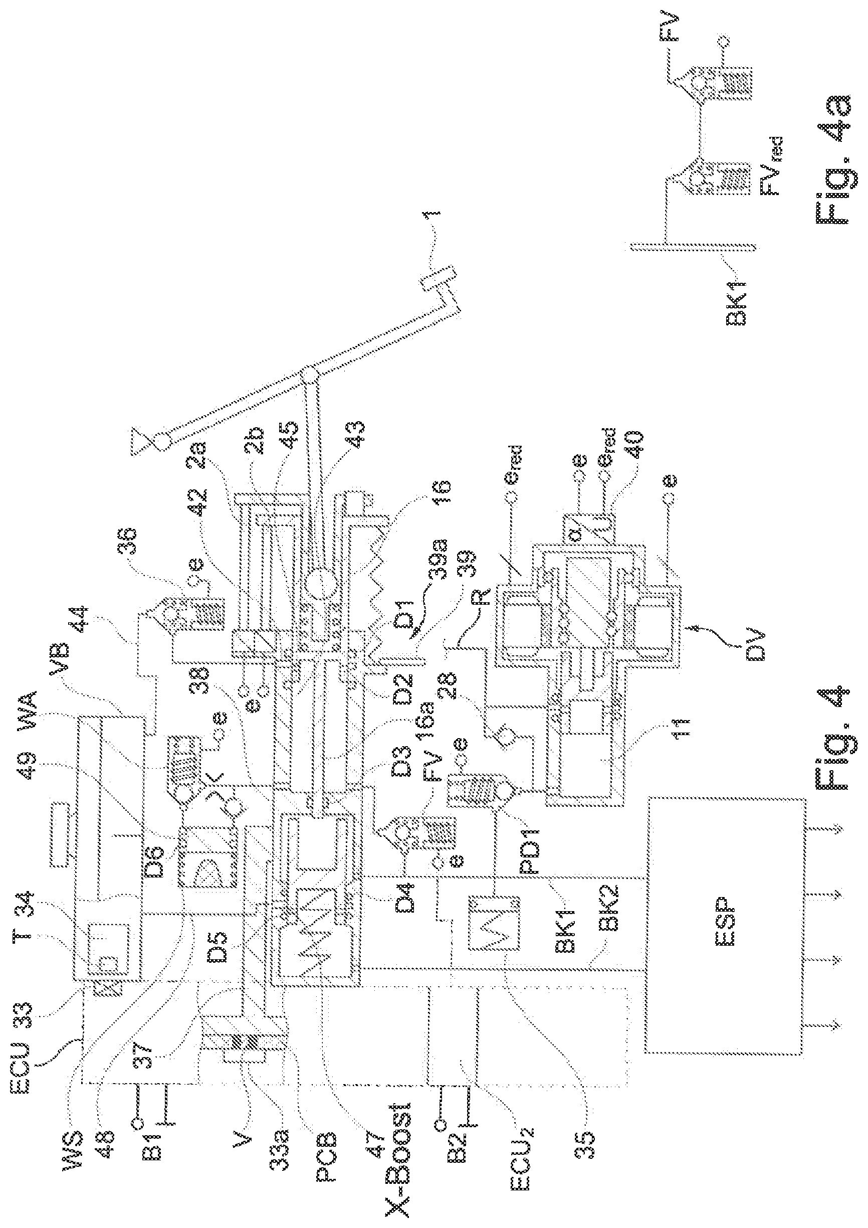 Patent US12365319 Figure 4 – Brake system
