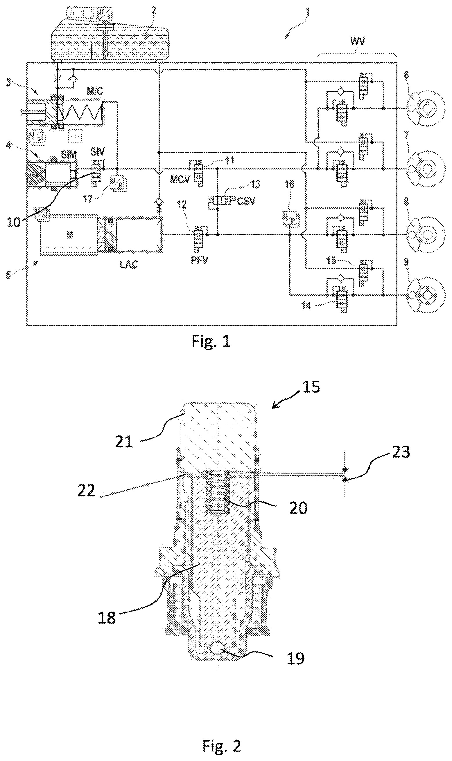Patent US12365324 — Brake system with noise-optimized valve control — Figure 1