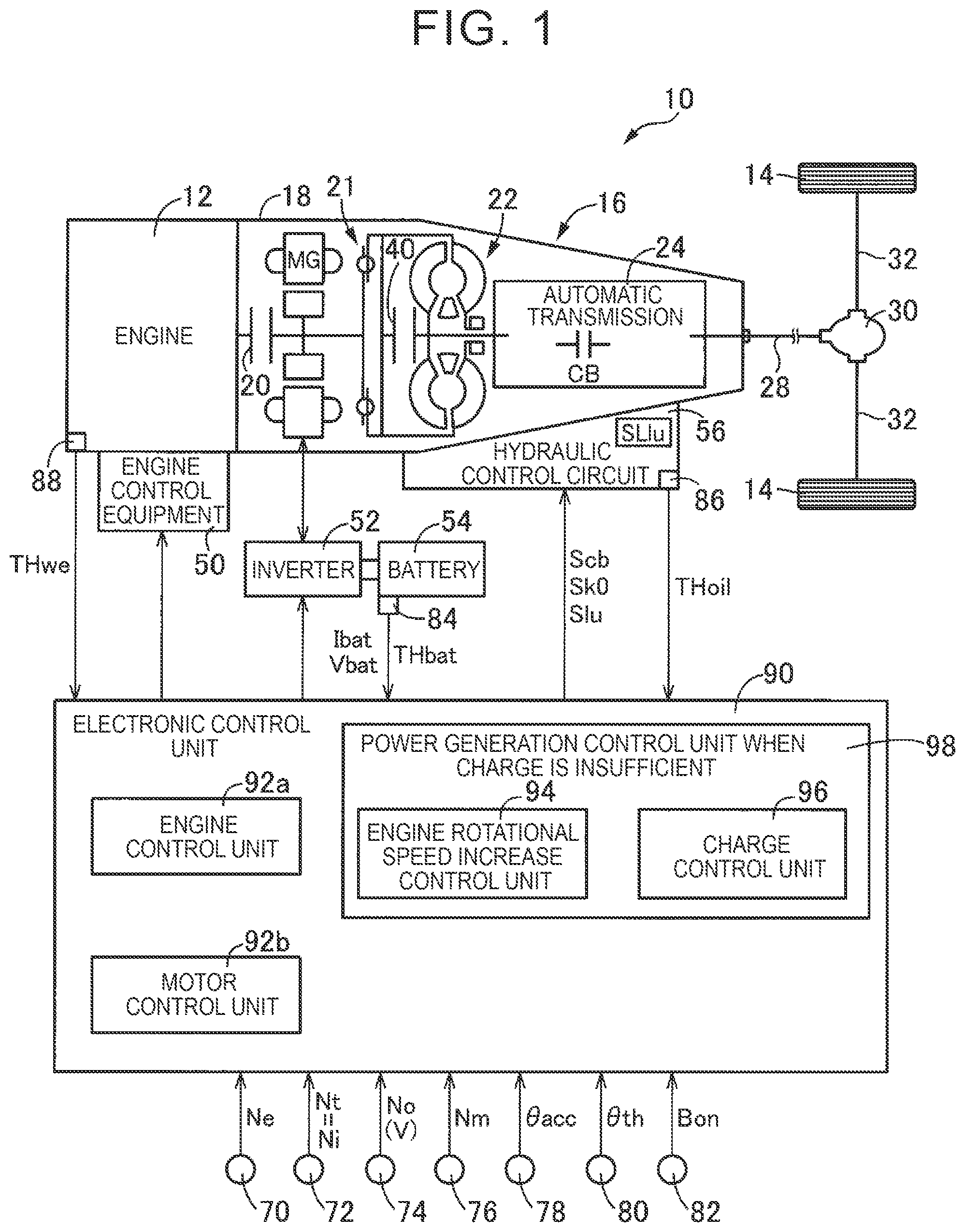 Patent US12365327 — Charge control device for hybrid electric vehicle — Figure 1