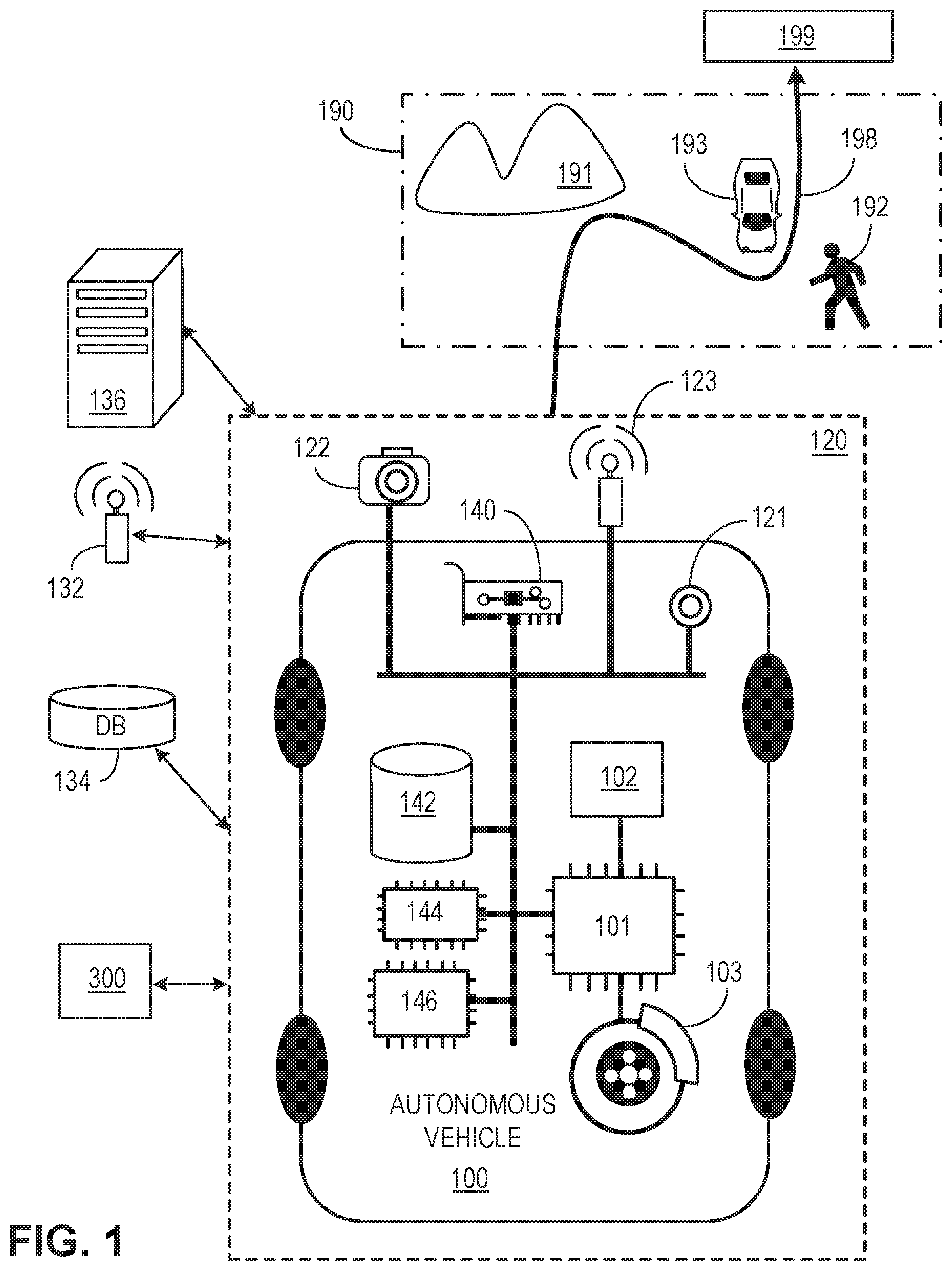 Patent US12365341 — Navigating multi-way stop intersections with an autonomous vehicle — Figure 1