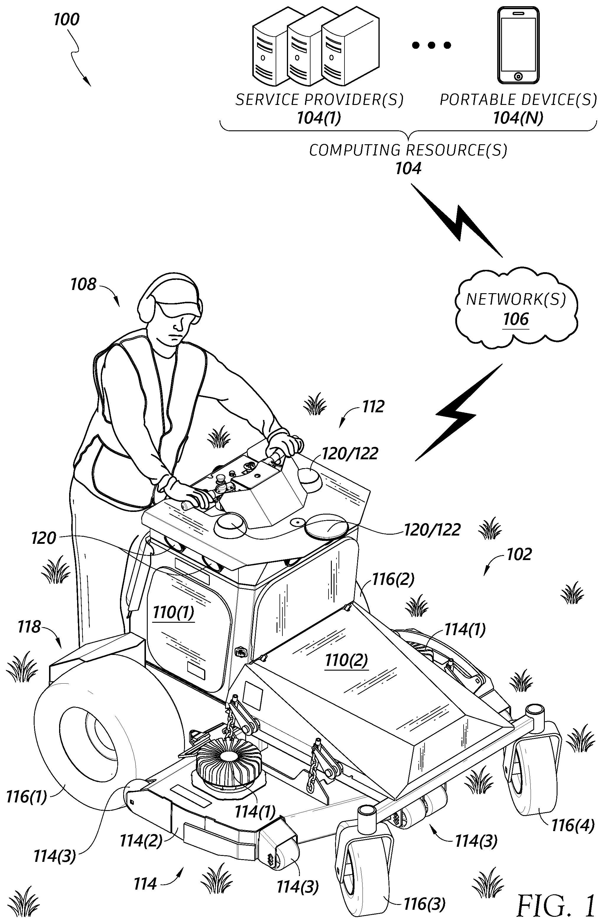 Patent US12365366 — Control interfaces for autonomous lawn mowers — Figure 1