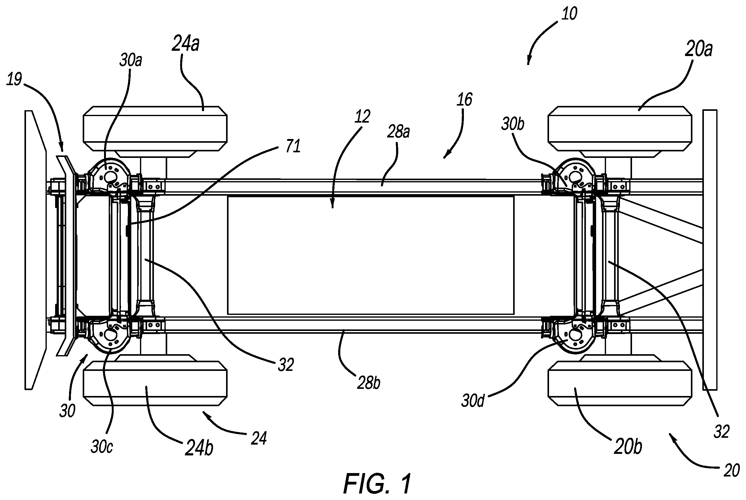 Patent US12365390 — Structural assembly for vehicle — Figure 1