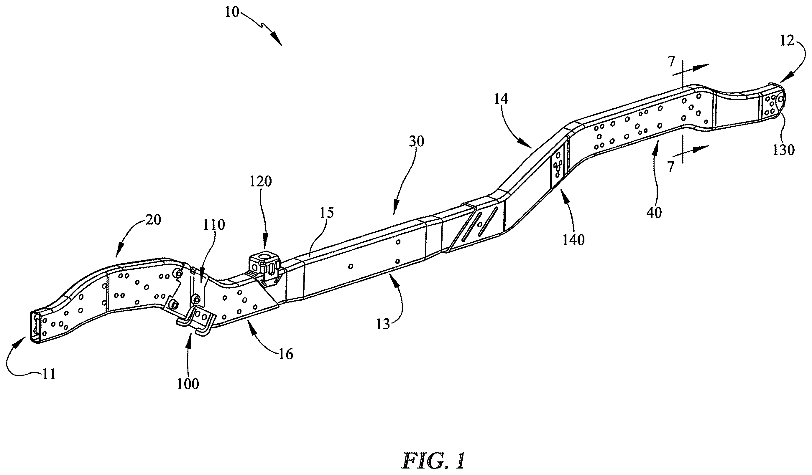 Patent US12365396 — Vehicle frame rails with swaged spacer connection and methods of manufacturing vehicle frame rails — Figure 1