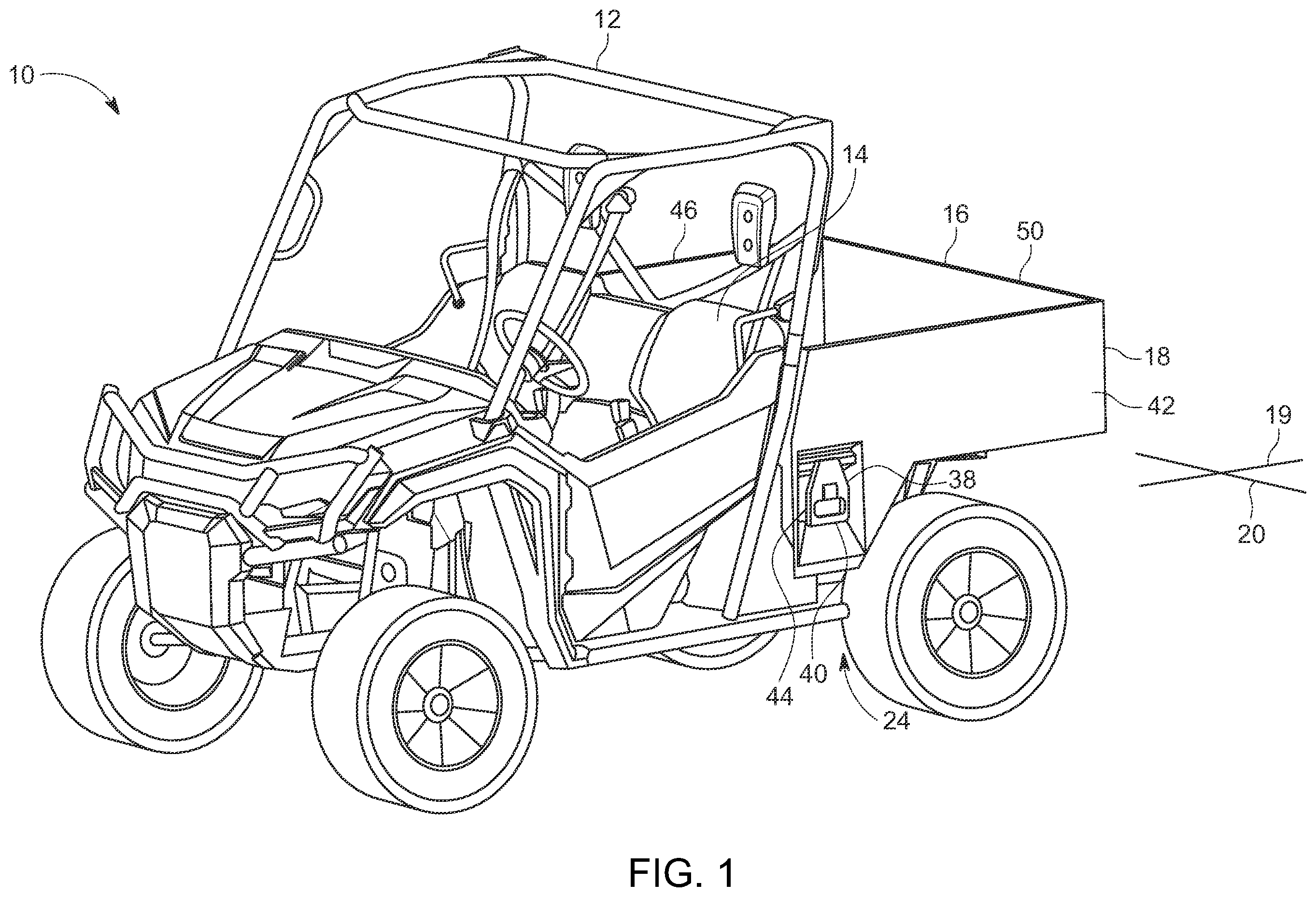 Patent US12365400 — Vehicle bed latch system — Figure 1