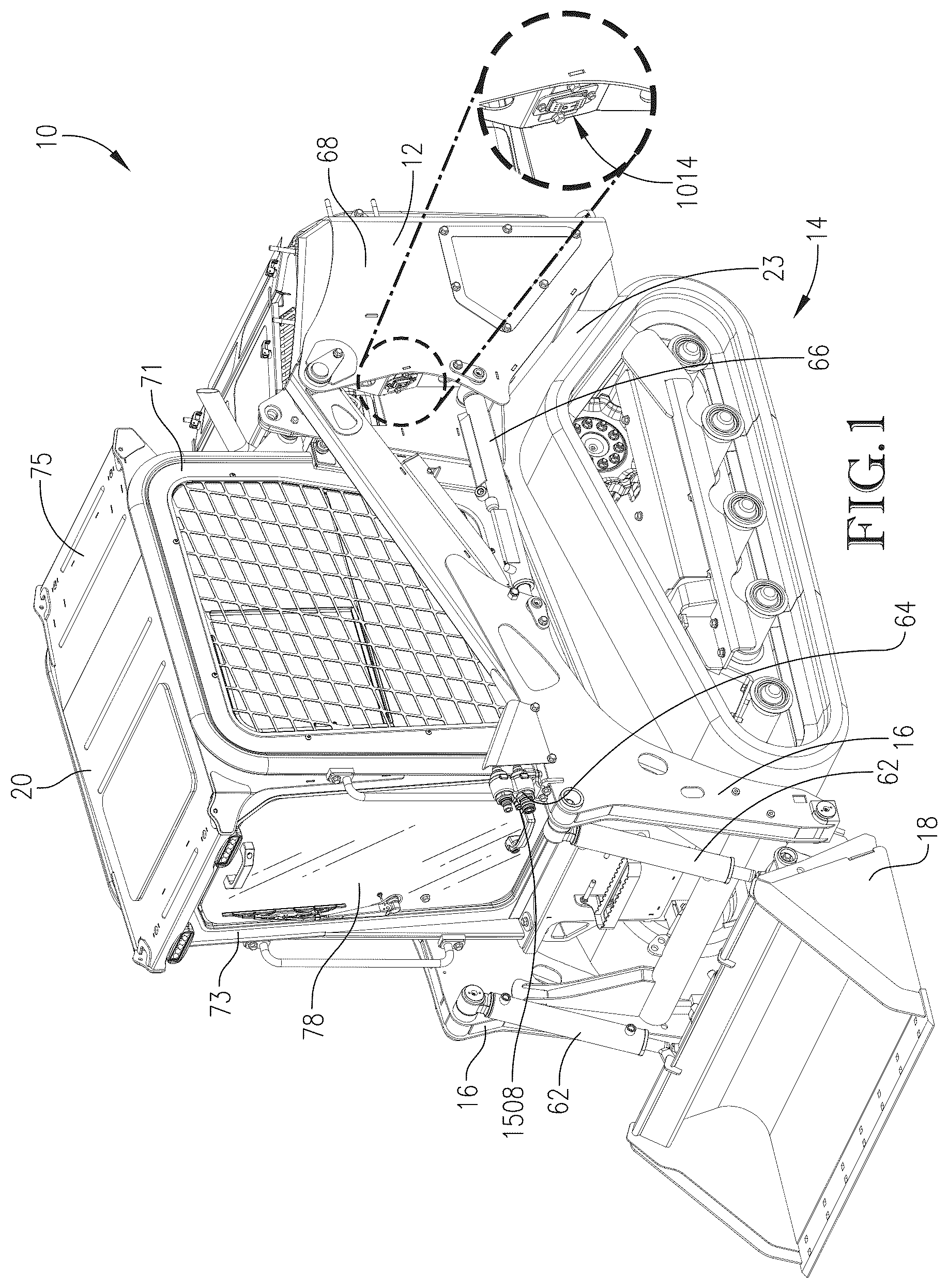 Patent US12365401 Figure 1 – Controls for a work machine