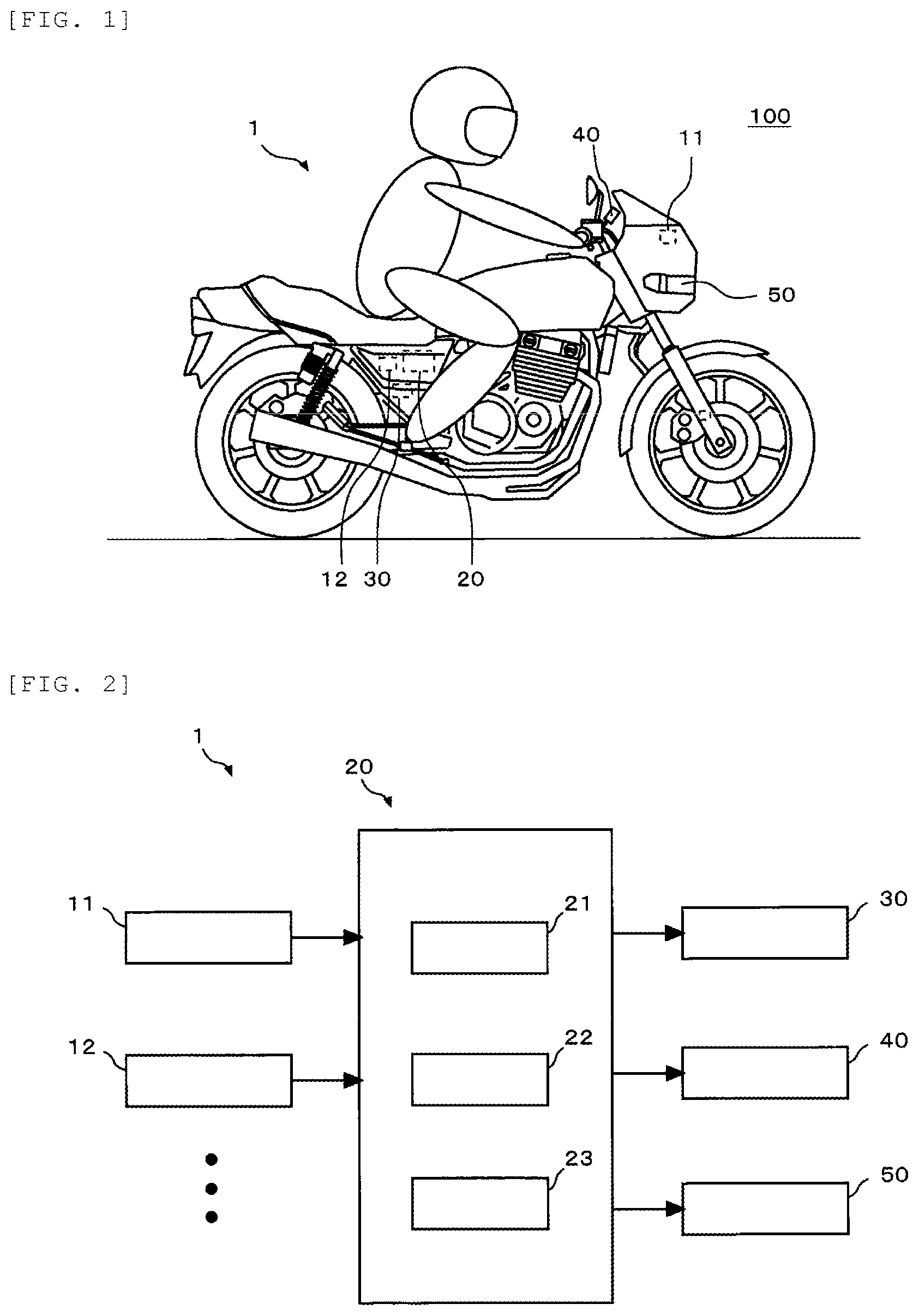 Patent US12365417 — Controller for straddle-type vehicle, rider-assistance system, and control method for straddle-type vehicle — Figure 1