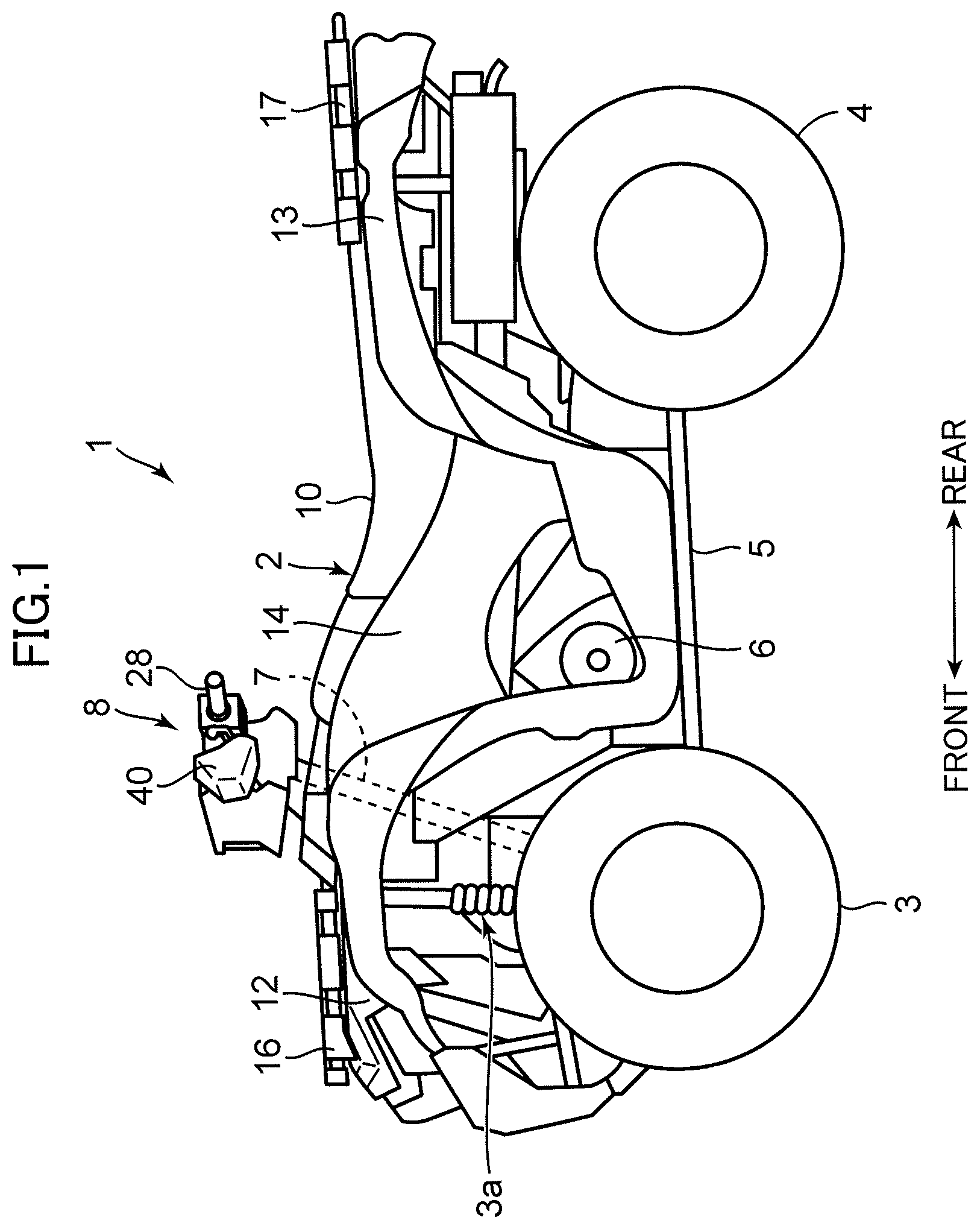Patent US12365419 — Saddle-type vehicle — Figure 1