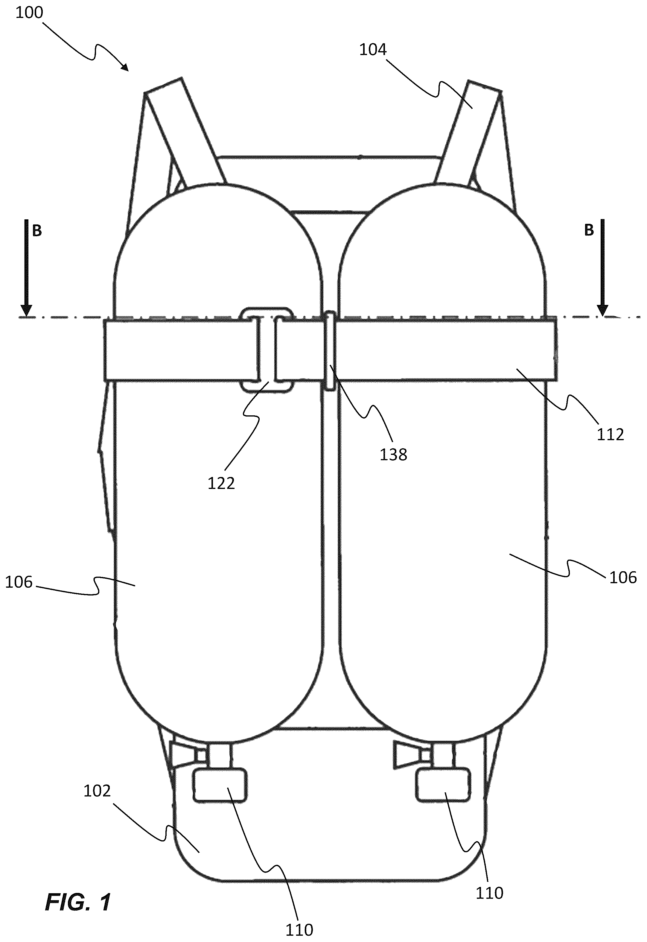Patent US12365428 — Support frame for a breathing apparatus — Figure 1
