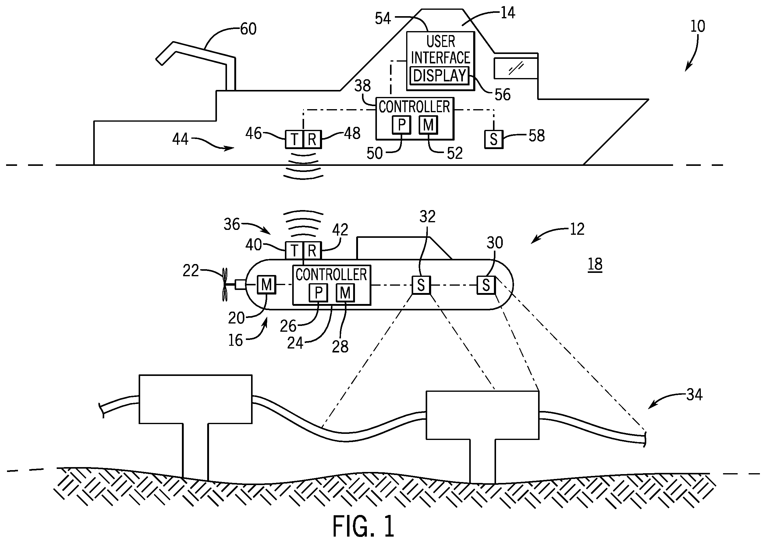 Patent US12365431 — Underwater vehicle control system — Figure 1