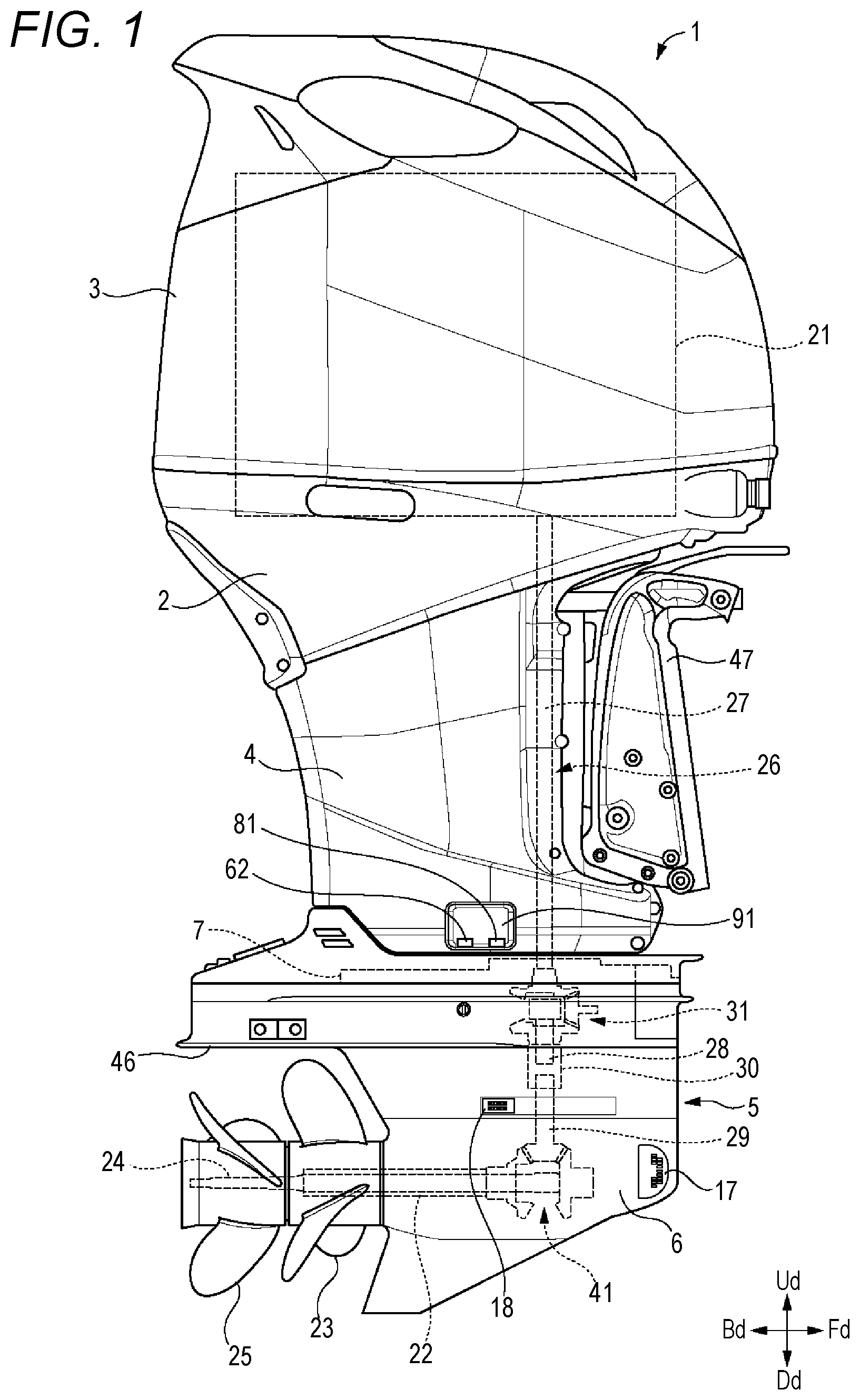 Patent US12365434 — Outboard motor — Figure 1