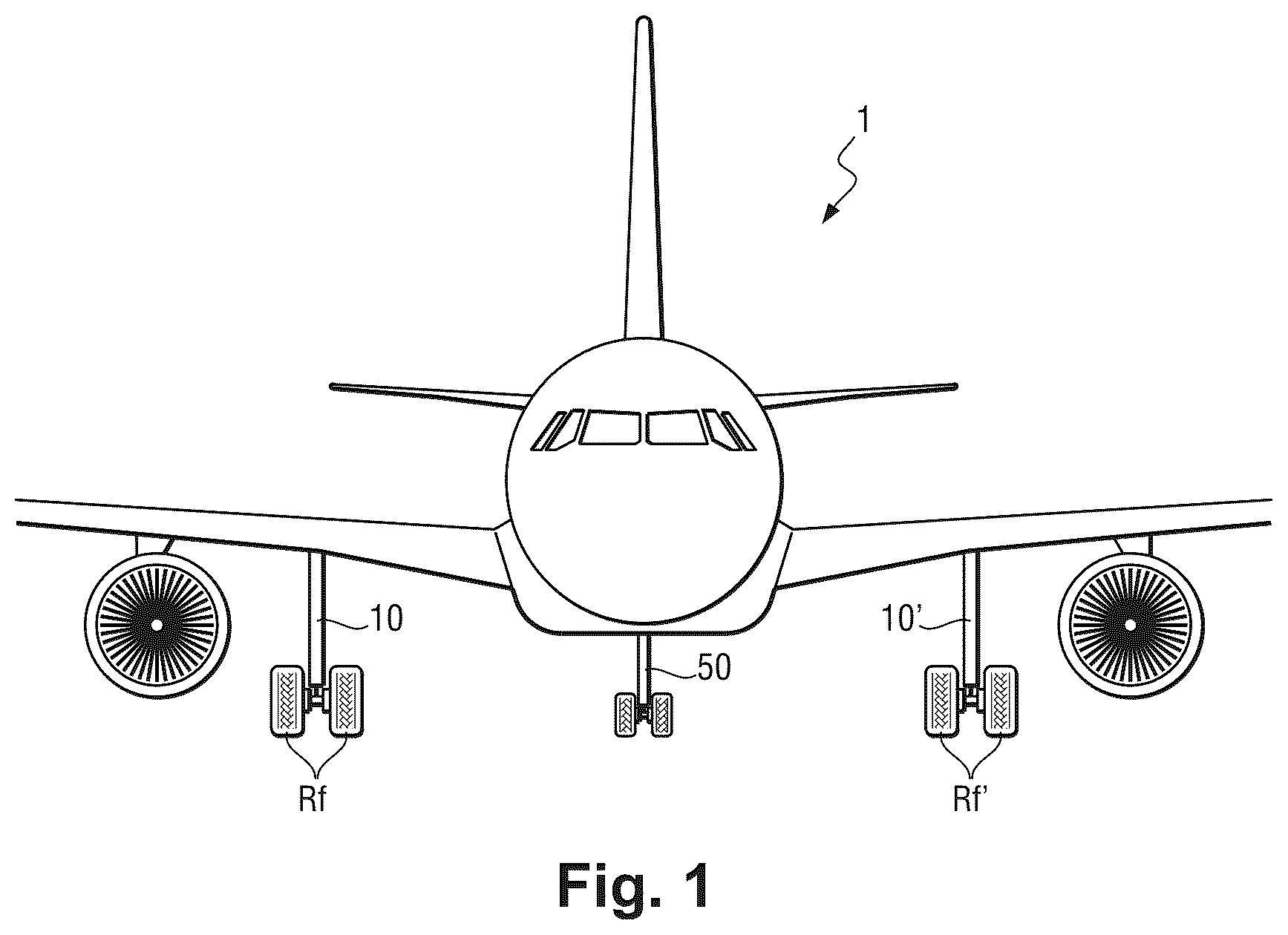 Patent US12365450 Figure 1 – Strut for aircraft landing gear equipped with an accumulator, landing gear comprising such a strut, and aircraft comprising at least one such landing gear