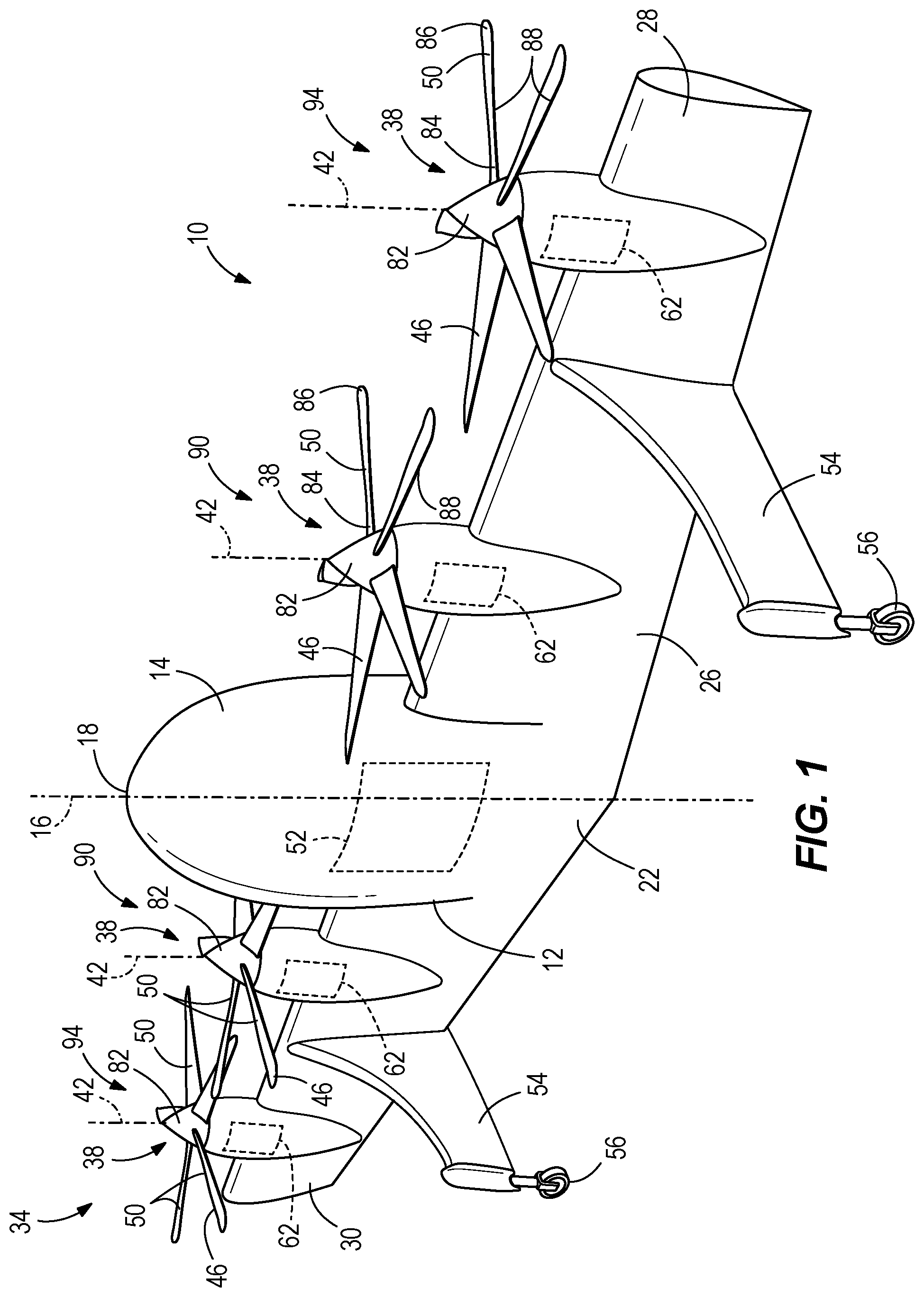 Patent US12365456 — Thruster system for a convertible aircraft — Figure 1