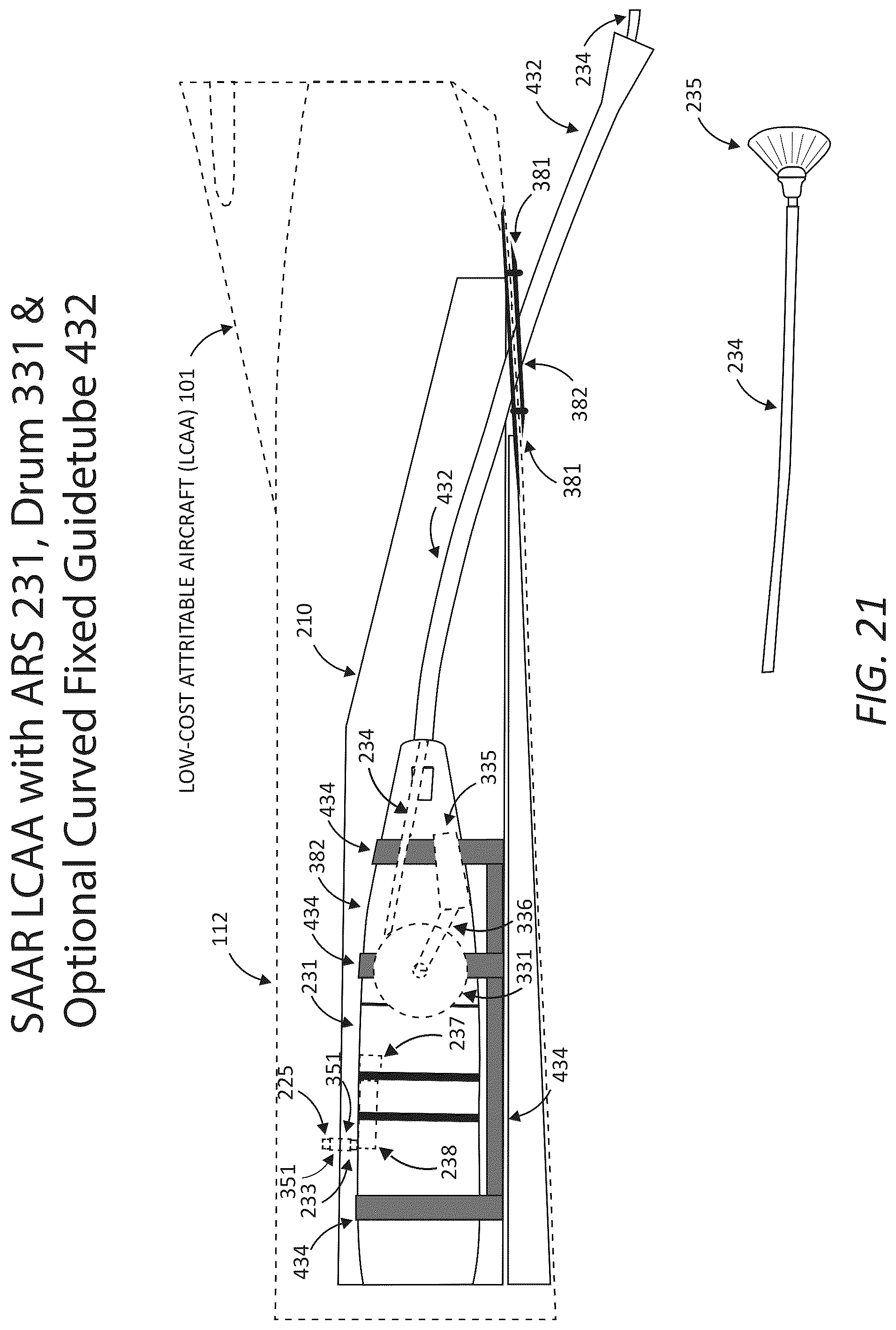Patent US12365478 Figure 19 – Aircraft modification system for safely securing an aerial refueling system (ARS) to a fuselage subsystem and operatively interfacing the ARS with aircraft systems, a refueling system(s) manager, and other systems/components of the aircraft modification system